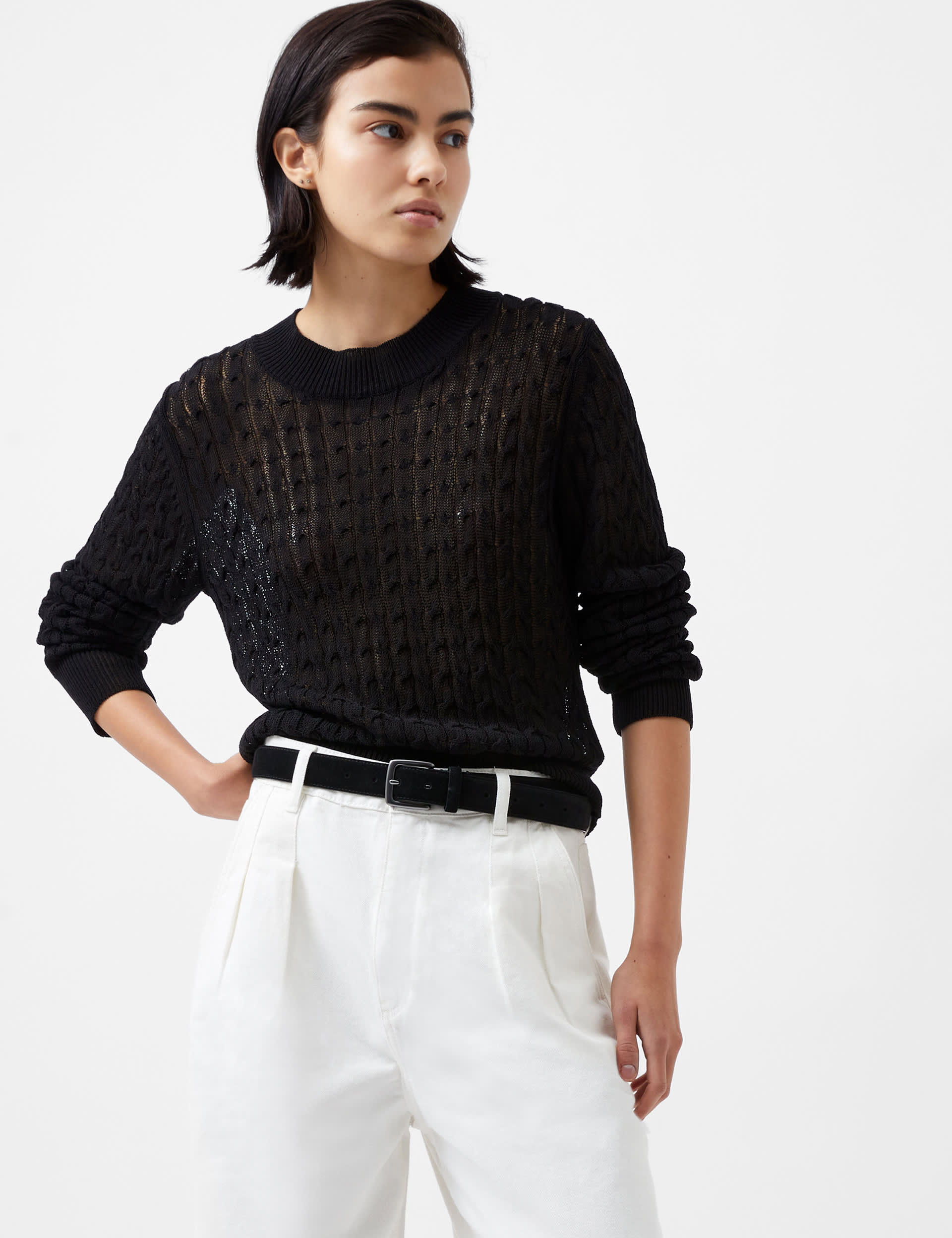 French Connection Women's Cotton Rich Textured Jumper