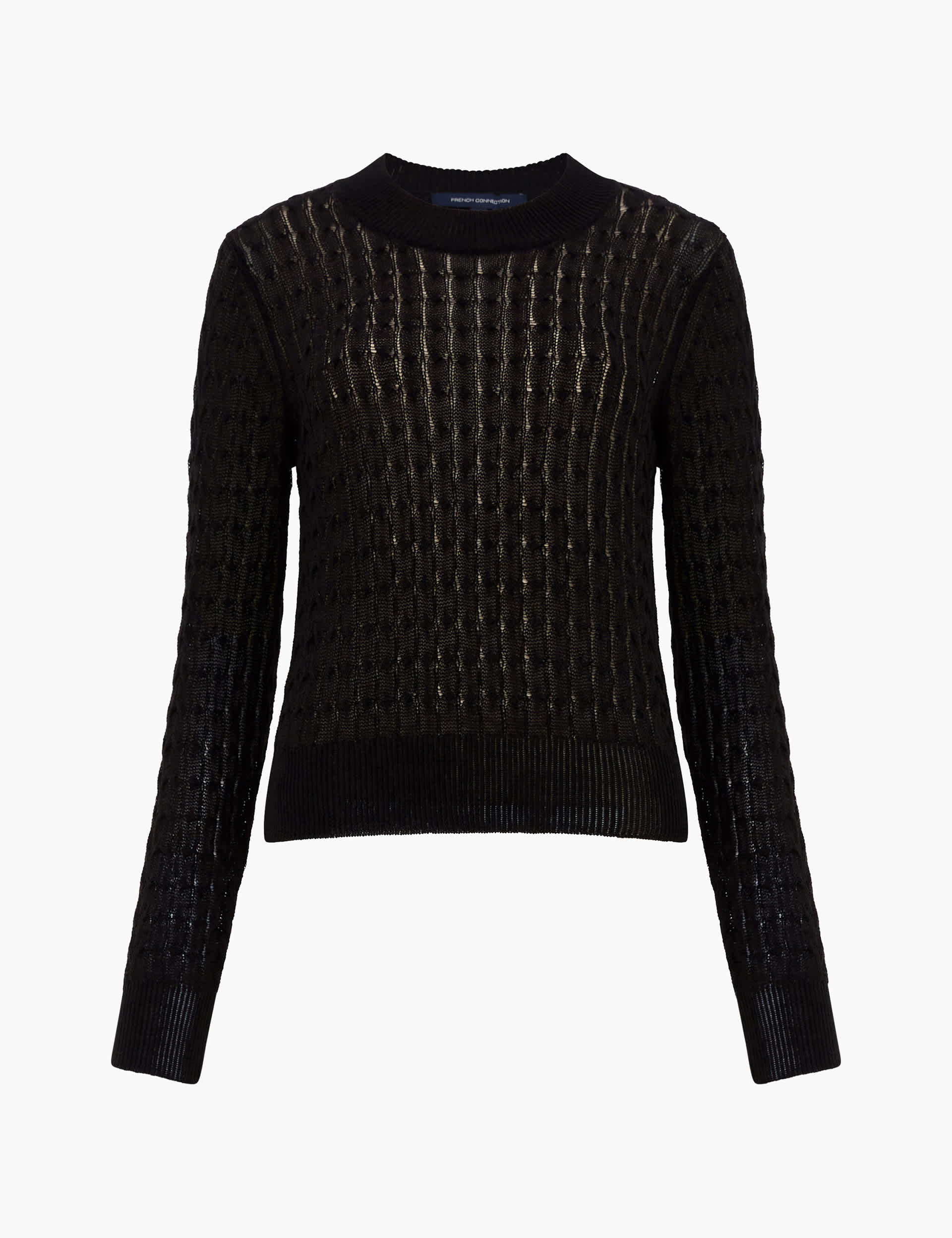 French Connection Women's Cotton Rich Textured Jumper - XL - Black, Black,White