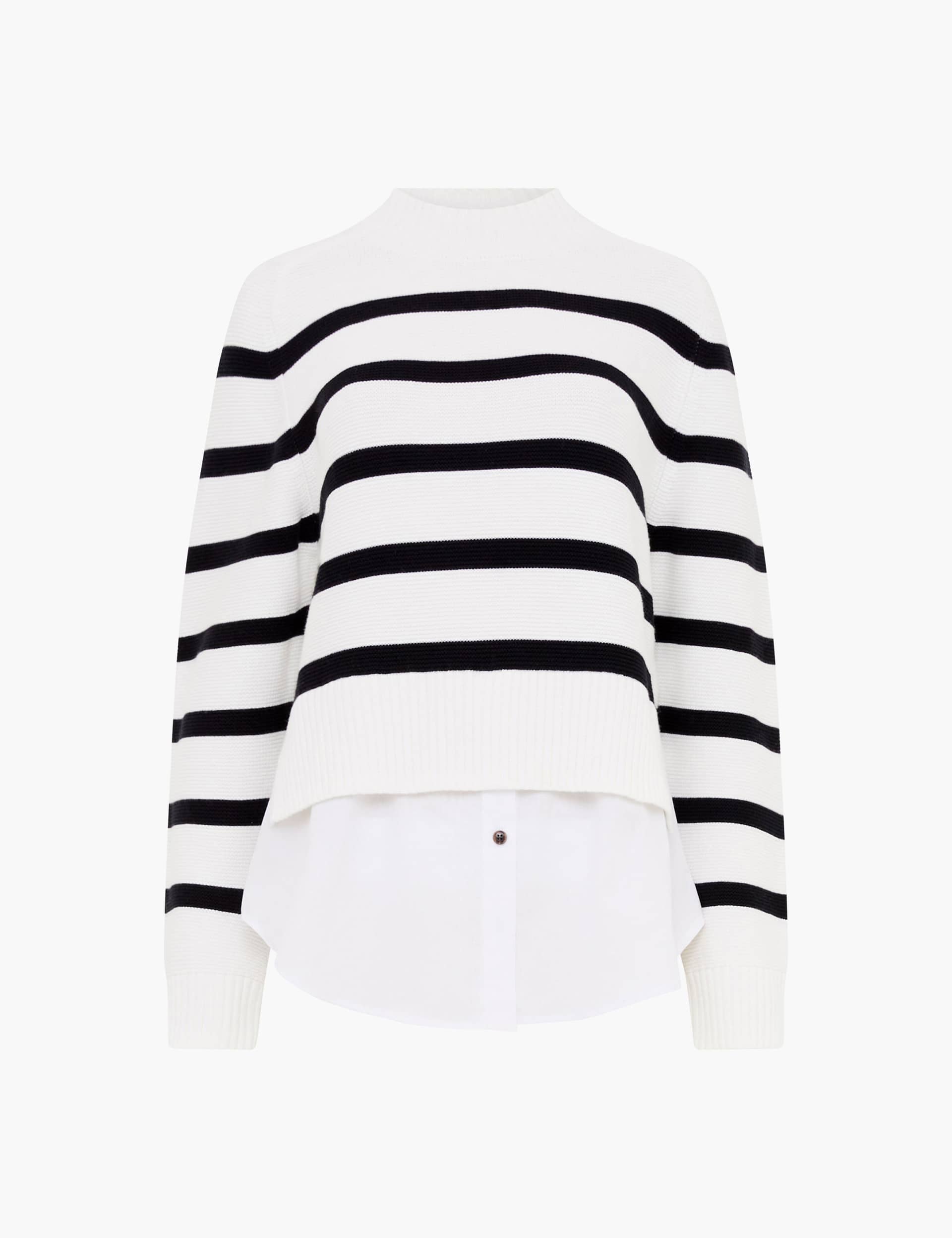 French Connection Women's Pure Cotton Striped Jumper - XL - White Mix, White Mix