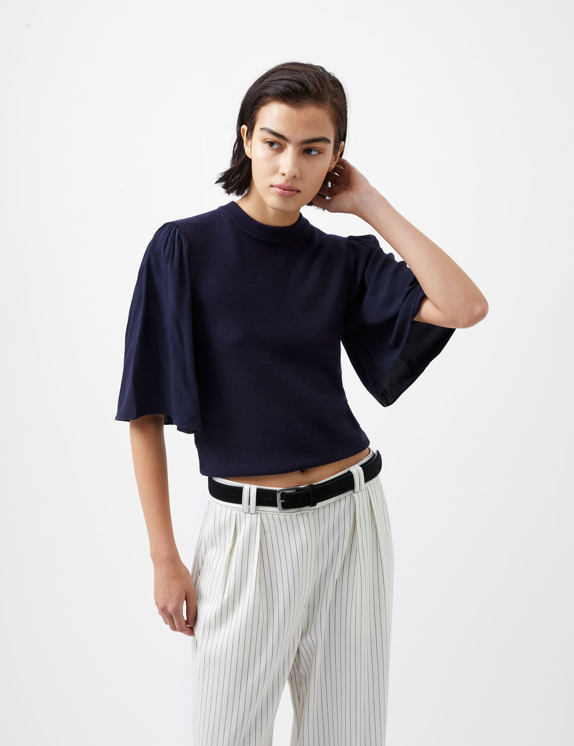 French Connection Women's Flared Sleeve Jumper - Navy, Navy