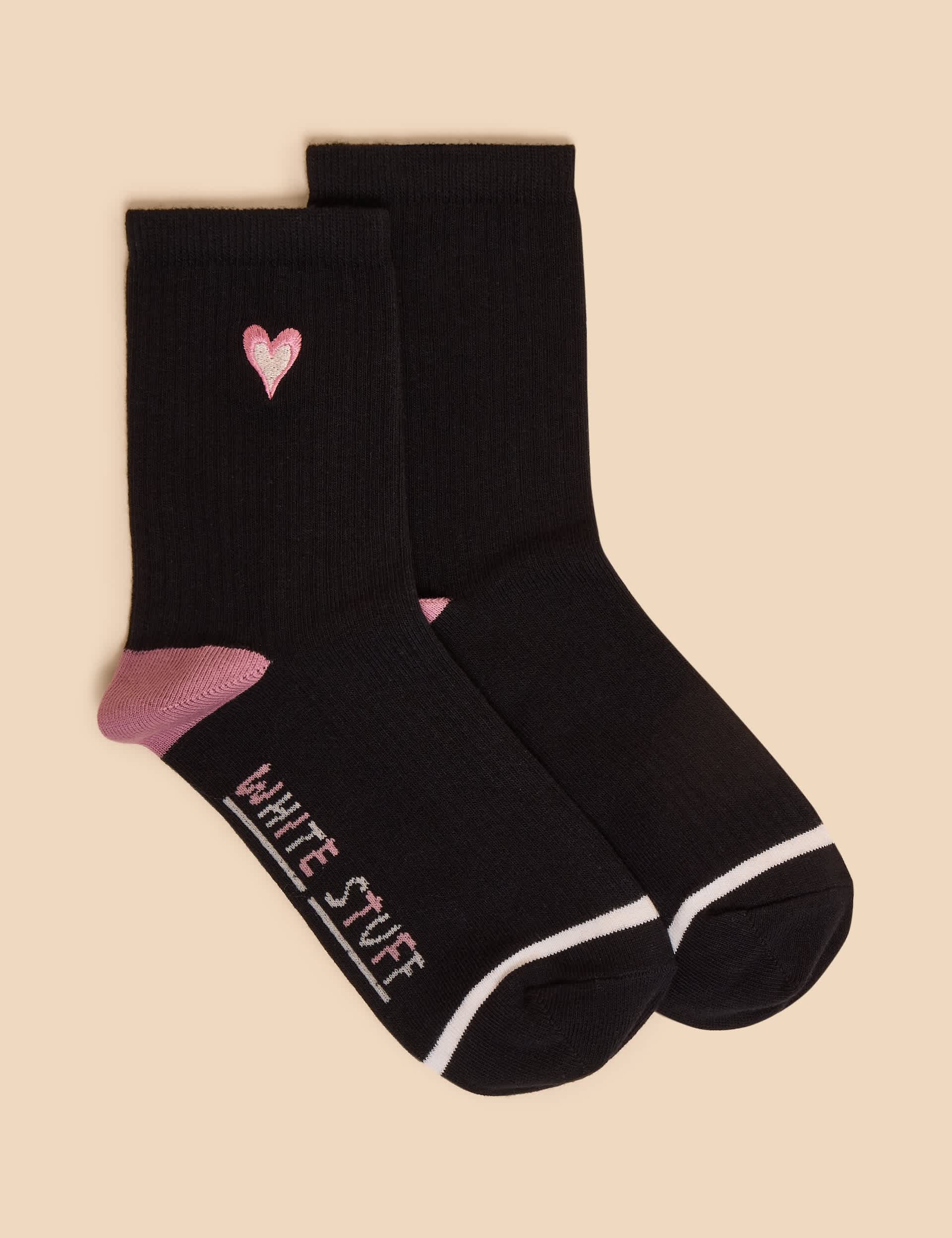 White Stuff Women's Cotton Rich Embroidered Ankle High Socks
