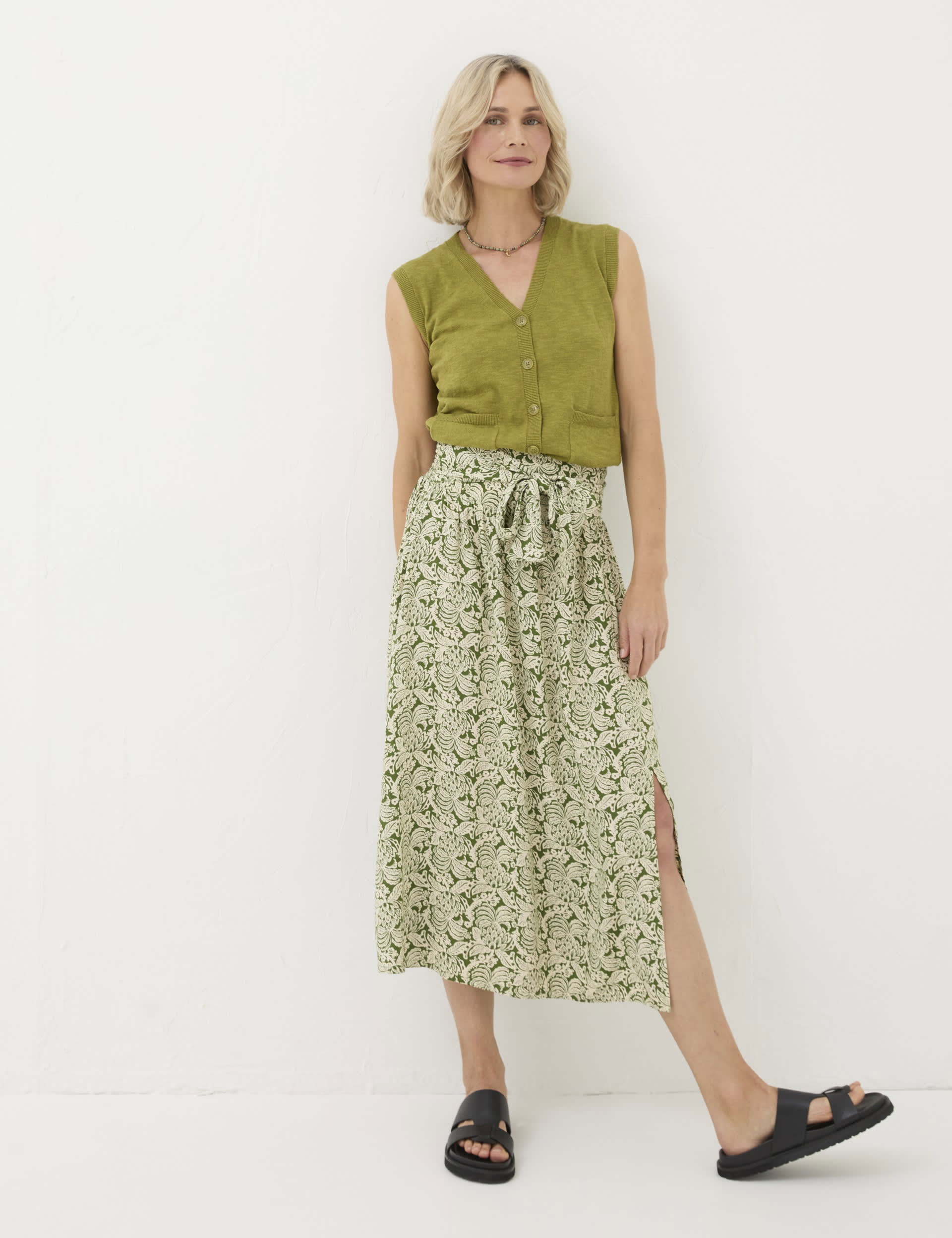 Fatface Women's Floral Midi Wrap Skirt - 8REG - Green Mix, Green Mix