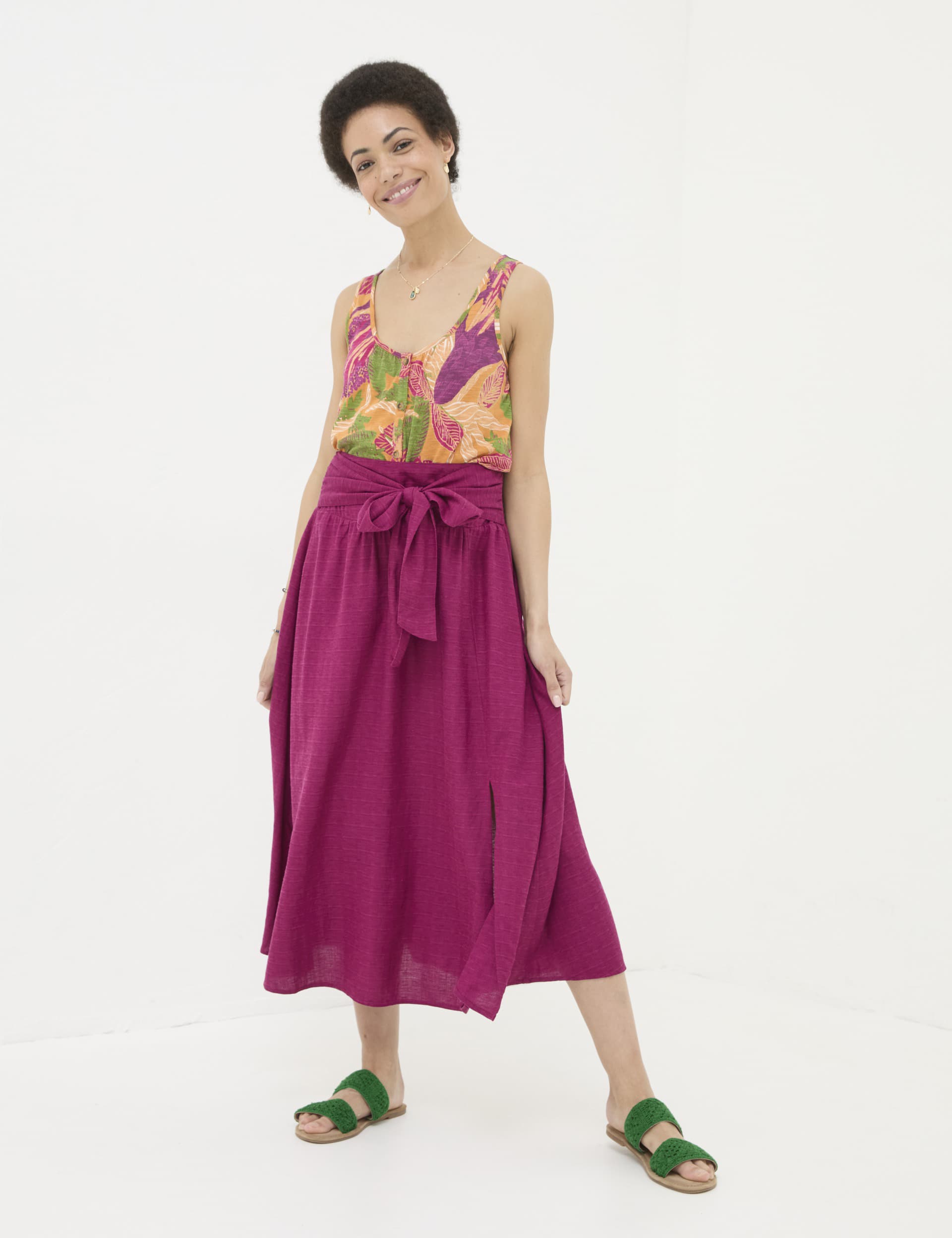 Fatface Women's Cotton Blend Midi A-Line Skirt