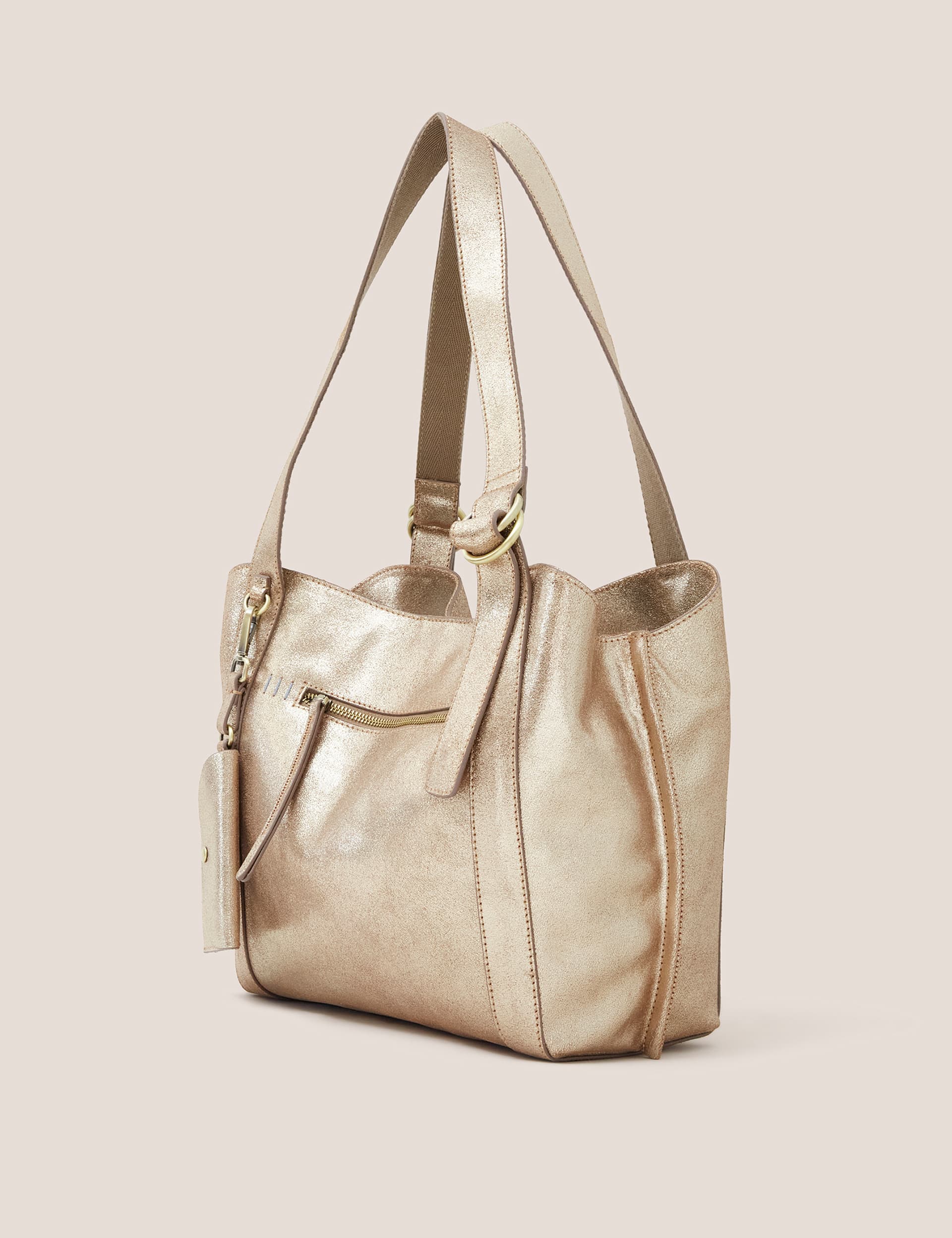 White Stuff Women's Leather Metallic Tote Bag - Gold, Gold