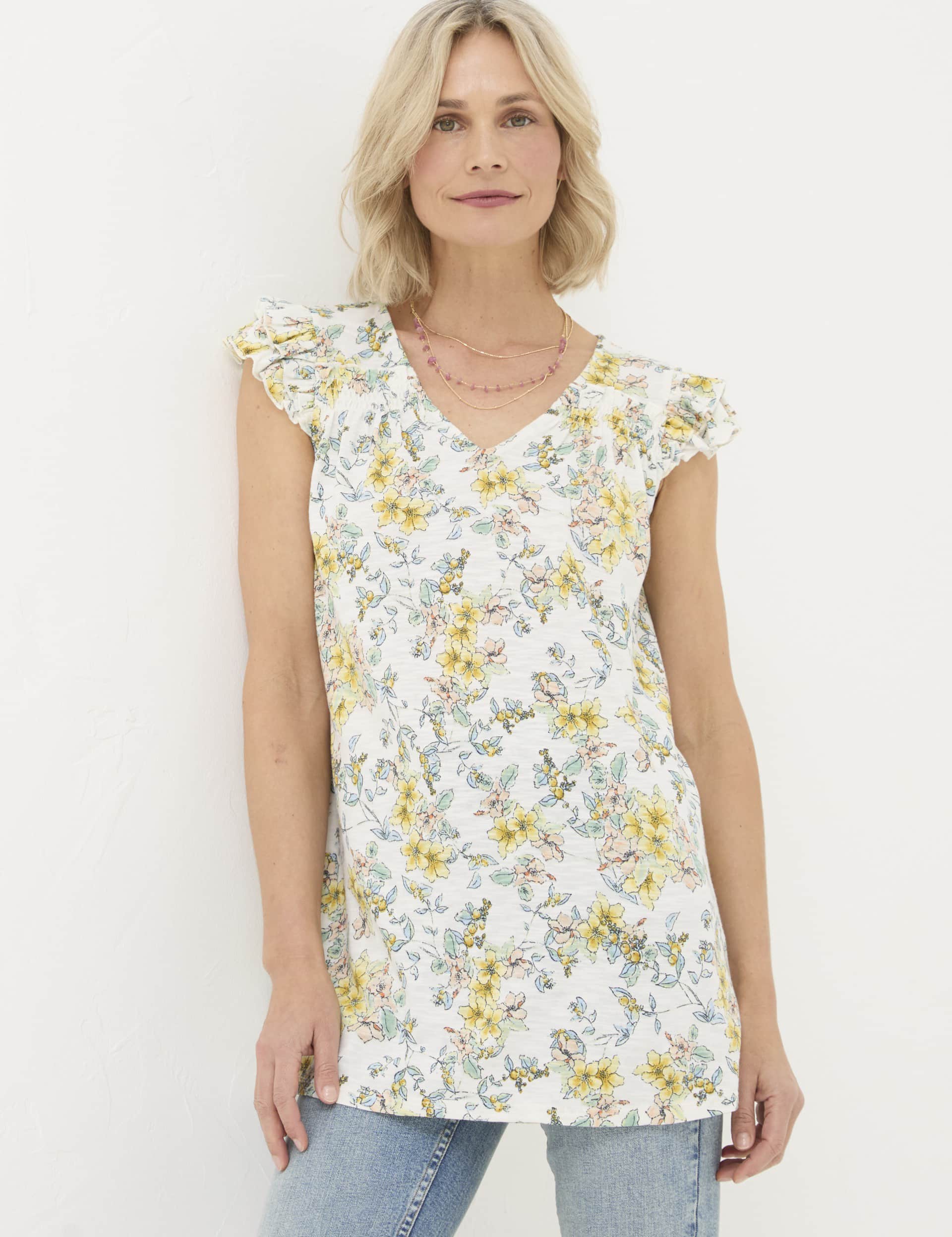 Fatface Women's Floral Ruffle Tunic