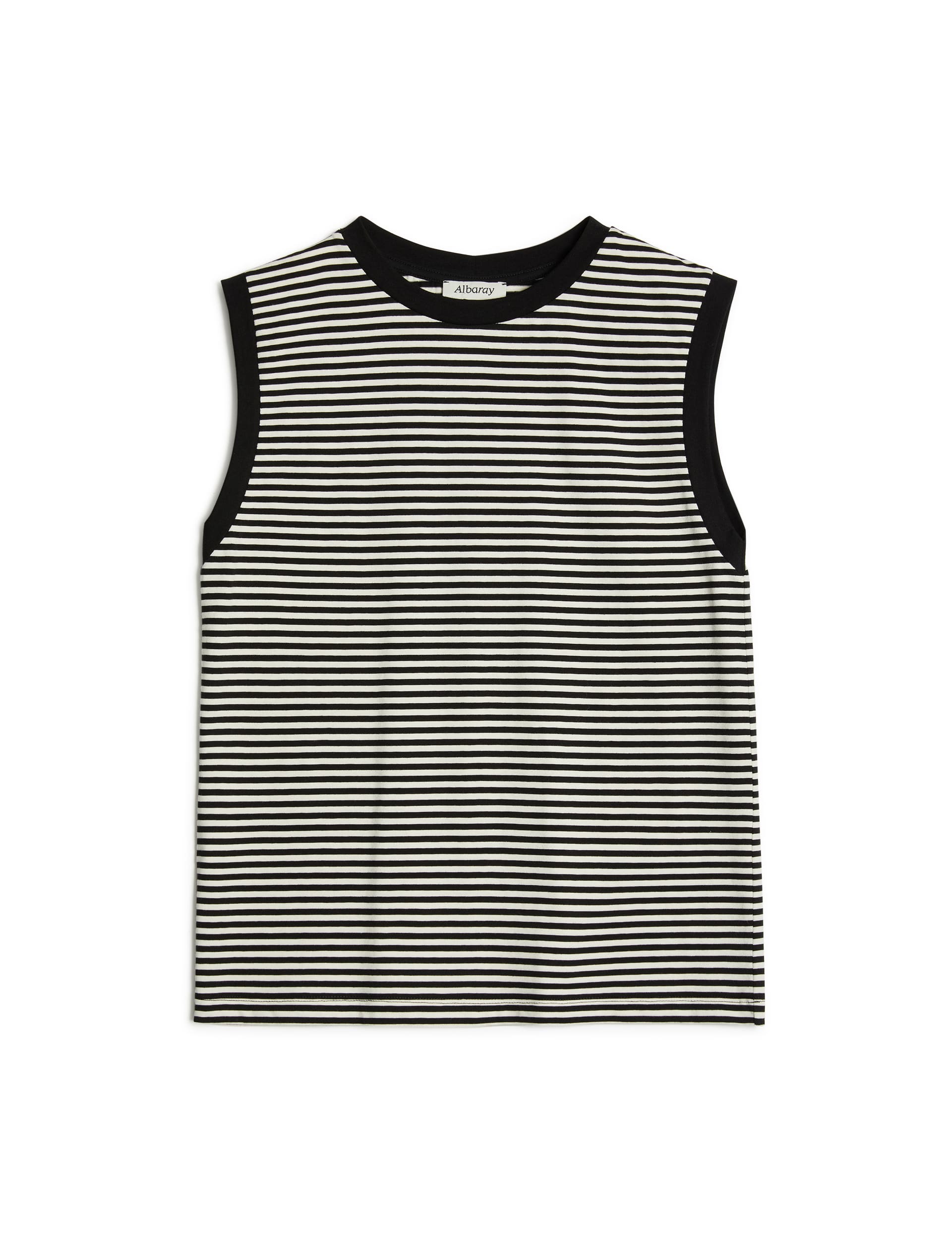 Albaray Women's Pure Cotton Striped Vest - 10 - Black Mix, Black Mix