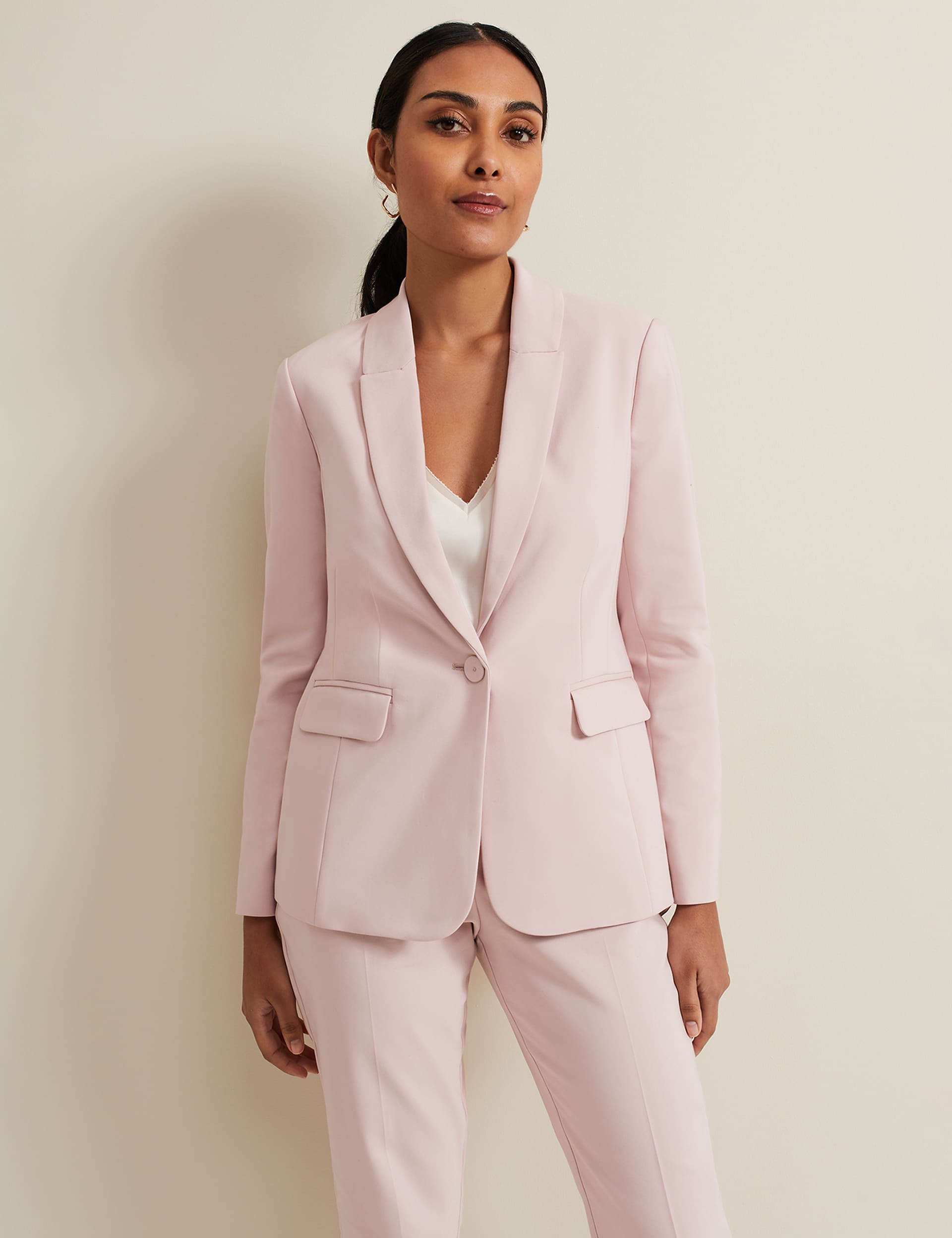 Phase Eight Women's Cotton Blend Single Breasted Blazer - 16REG - Pink, Pink