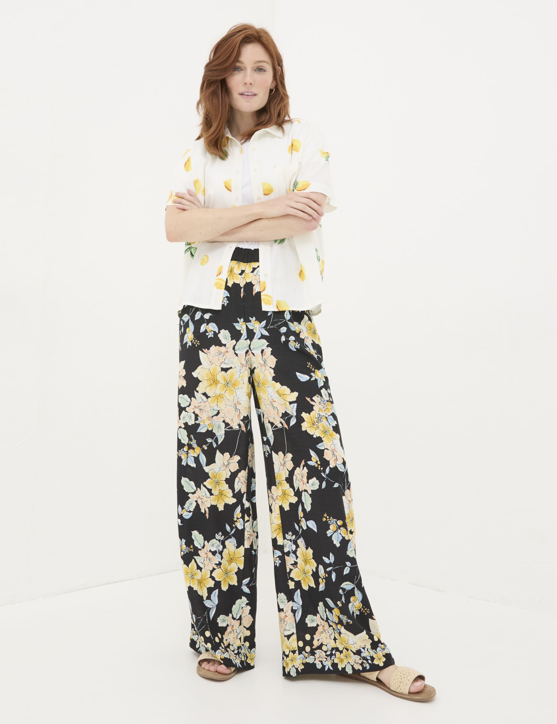 Fatface Women's Floral Wide Leg Trousers