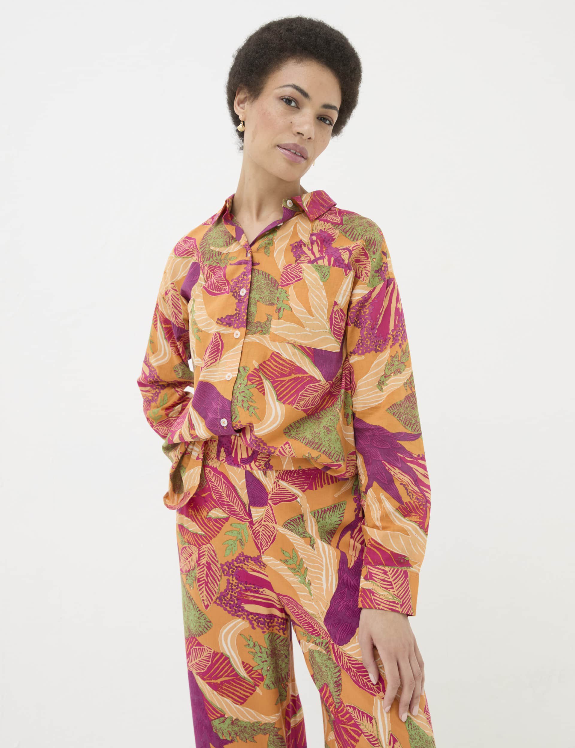 Fatface Women's Pure Cotton Floral Collared Button Through Shirt