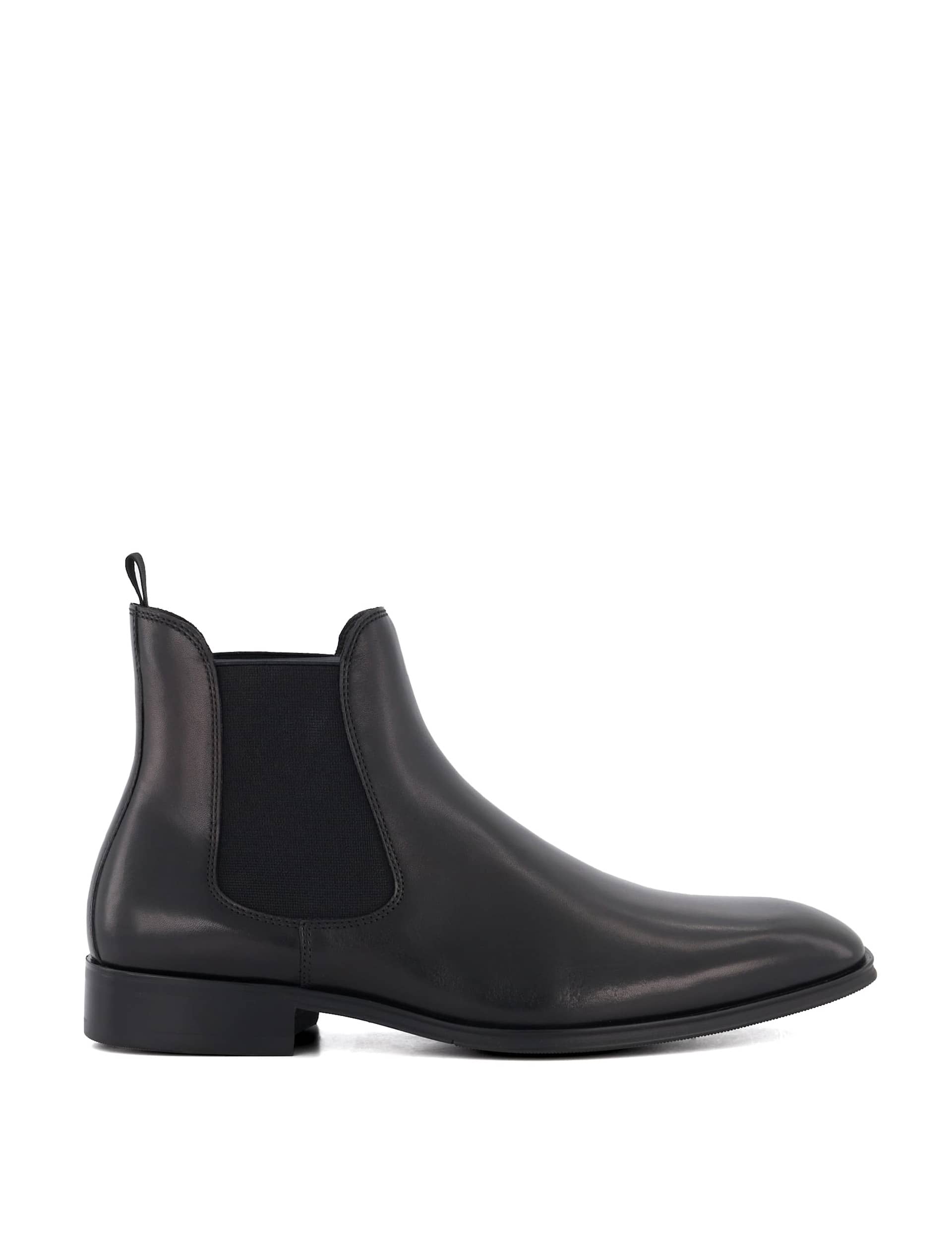 Dune London Men's Leather Pull-On Chelsea Boots - 9 - Black, Black,Dark Brown