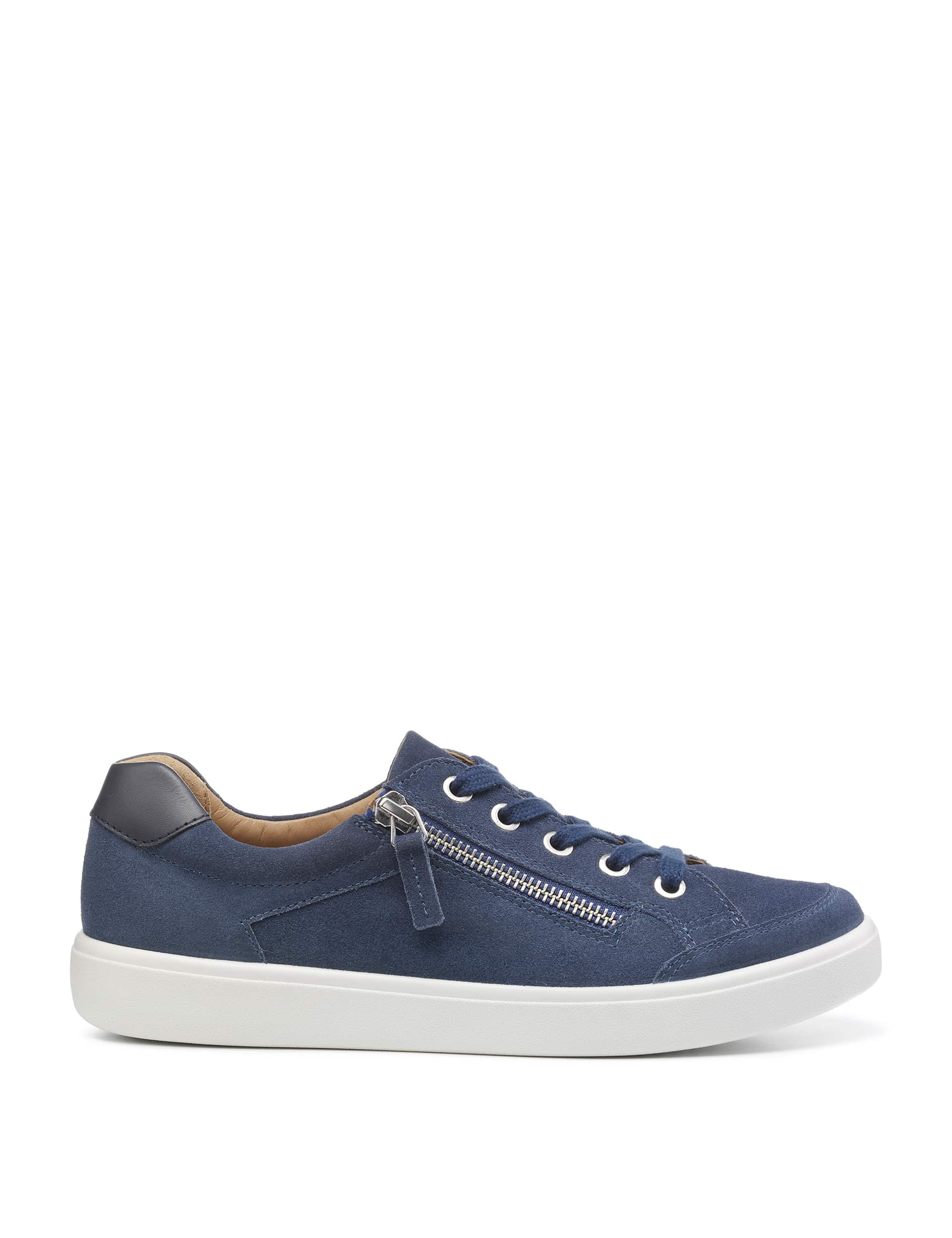 Hotter Women's Chase Extra Wide Fit Leather Trainers - 8 - Dark Blue Denim, Dark Blue Denim