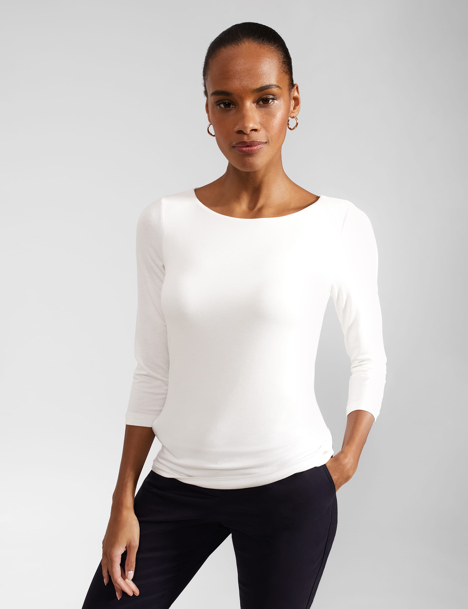 Hobbs Women's Crew Neck 3/4 Sleeve Top - M - Ivory, Ivory