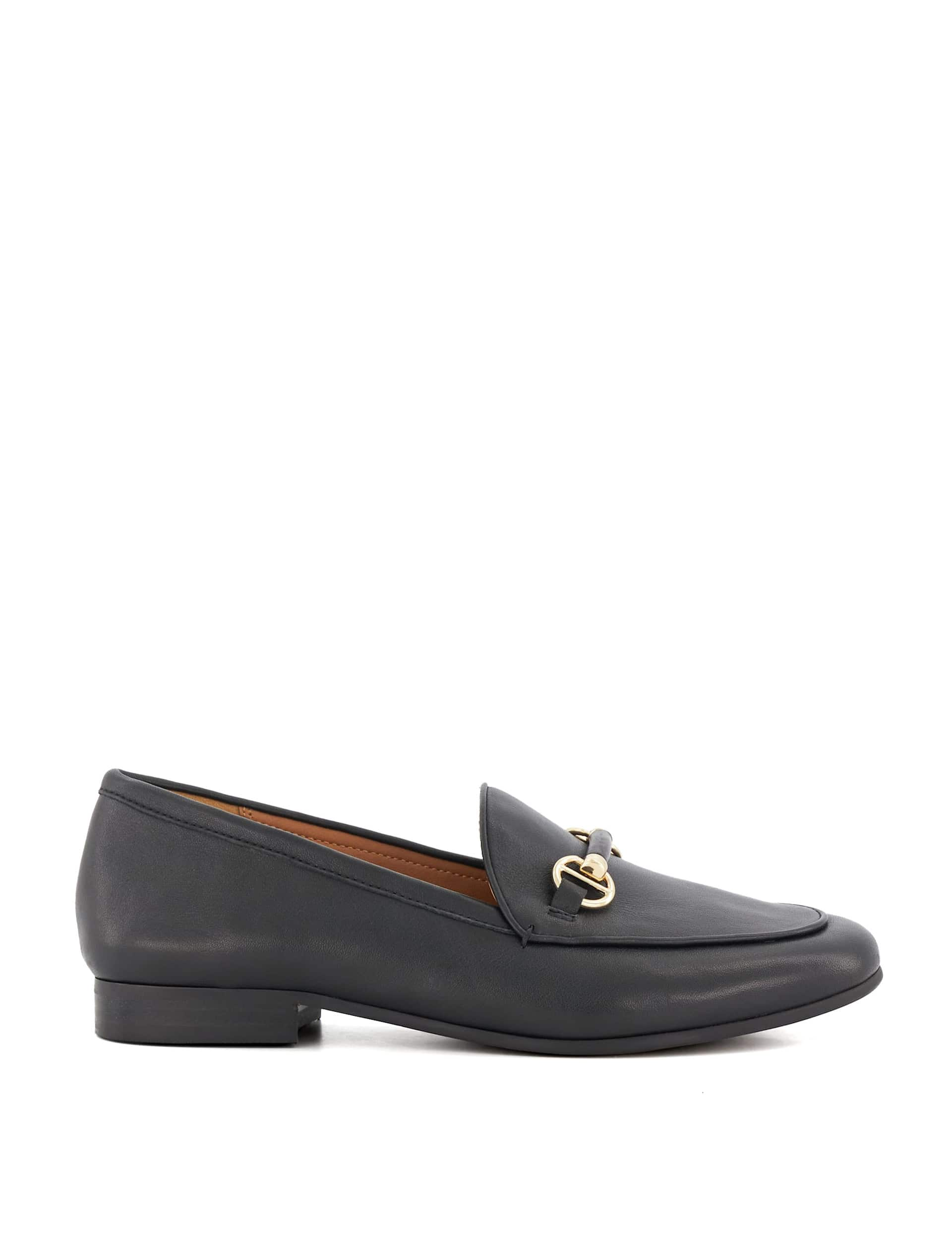 Dune London Women's Wide Fit Leather Flat Loafers - 3 - Black, Black