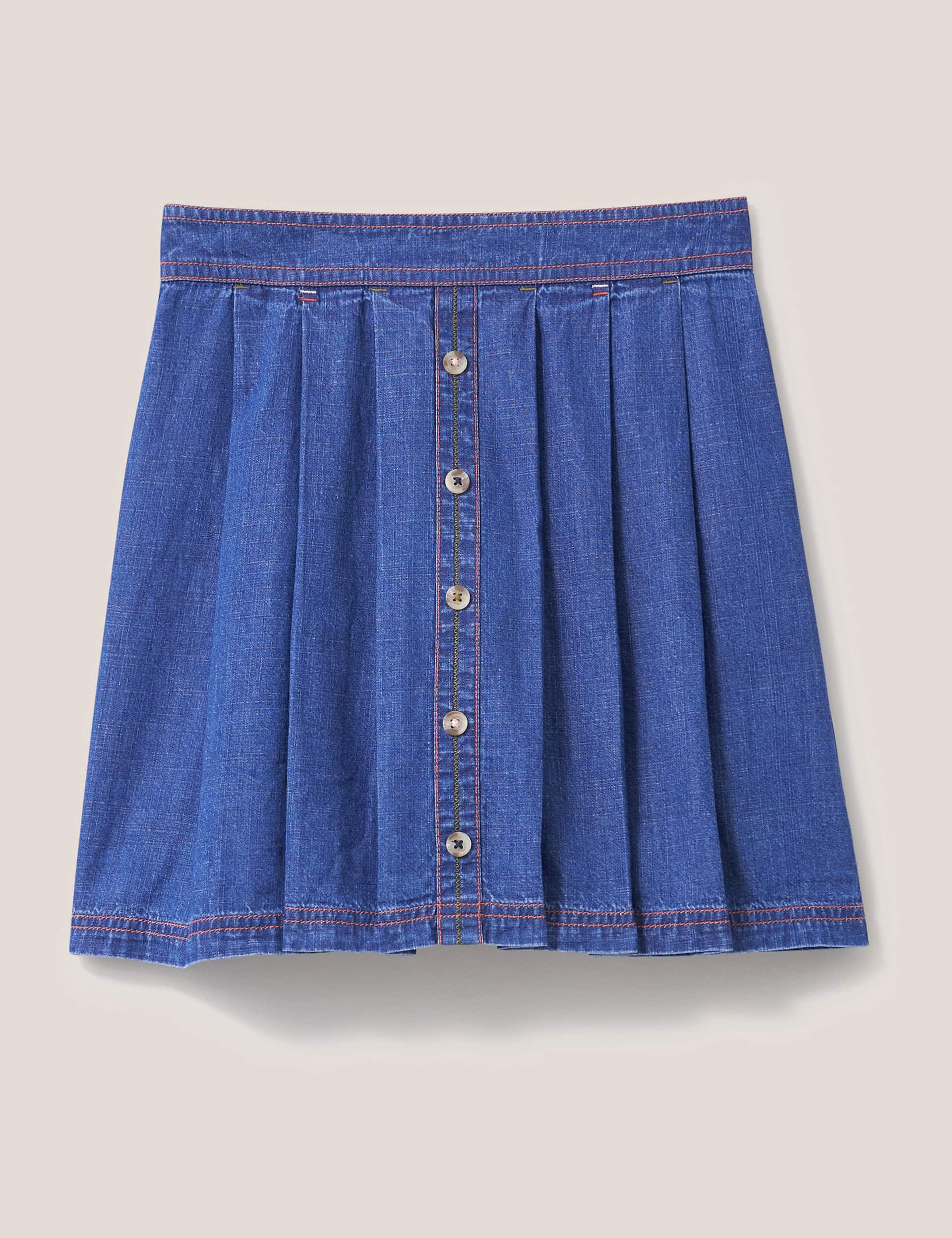 White Stuff Girls Midi Denim Skirt (3-10 Yrs) - 3-4Y - Blue, Blue