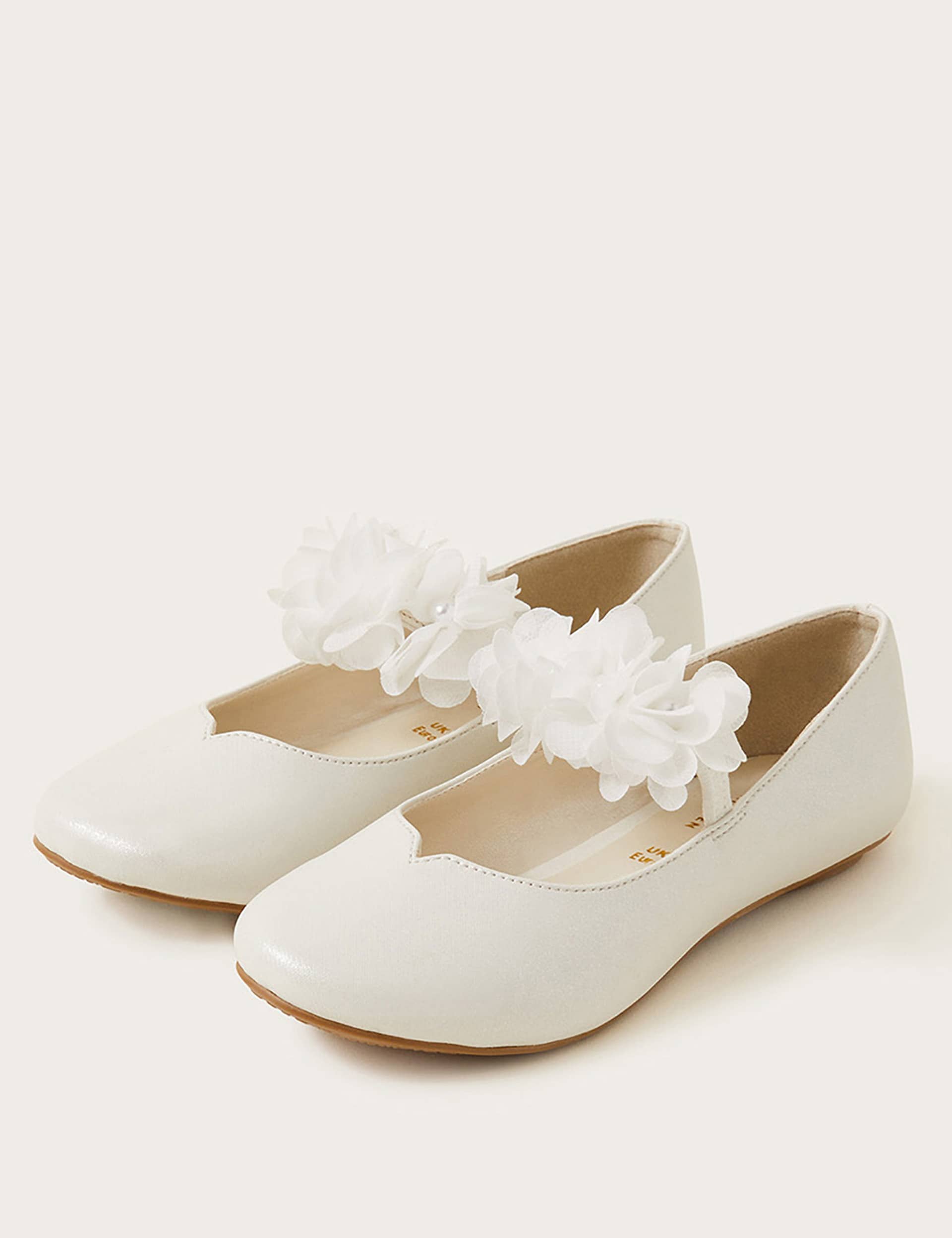 Monsoon Kids Floral Ballerina Party Shoes (1 Large-13 Large) - 4 - Ivory, Ivory