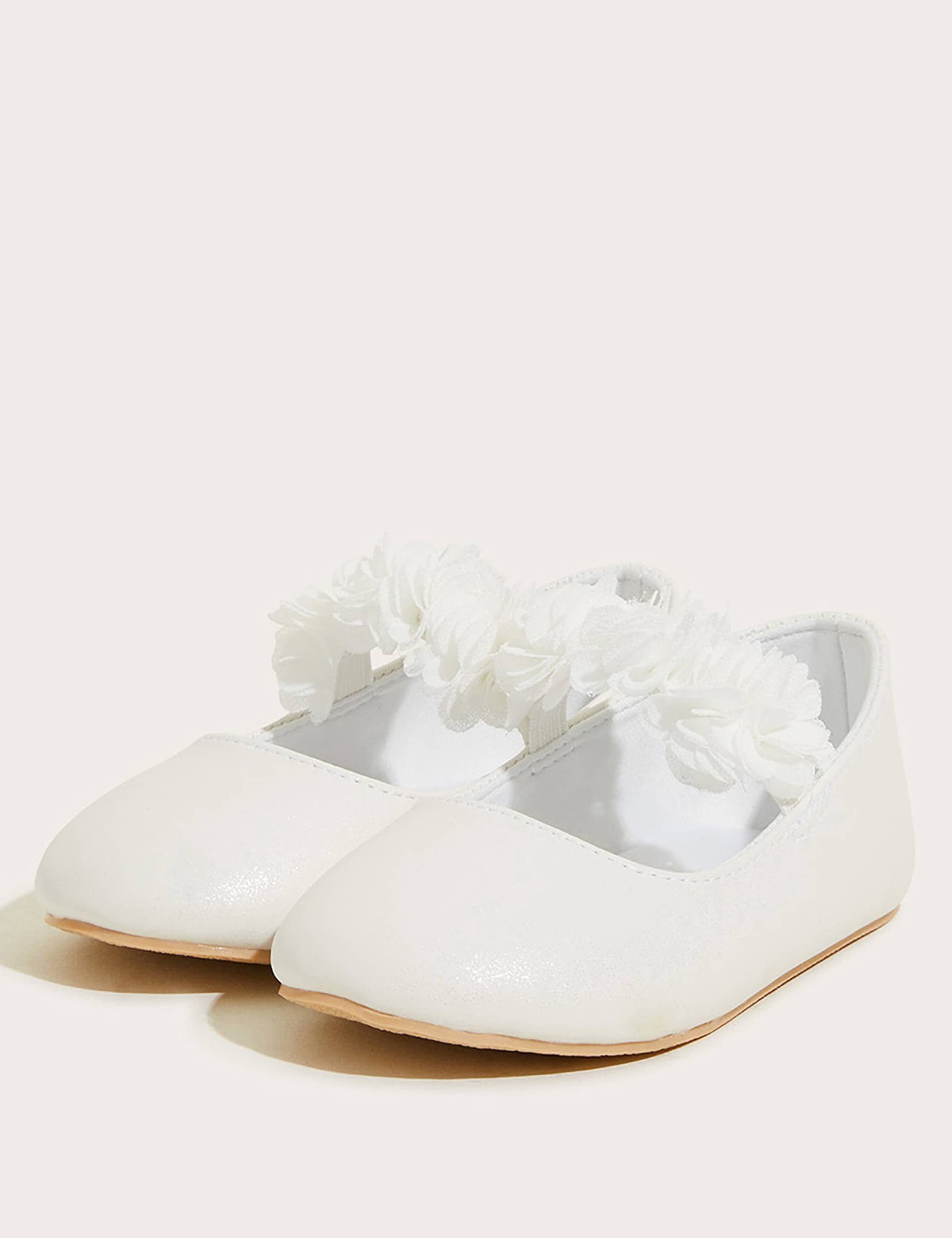 Monsoon Baby Floral Ballerina Party Shoes (2 Large-6 Large) - 5 - Ivory, Ivory