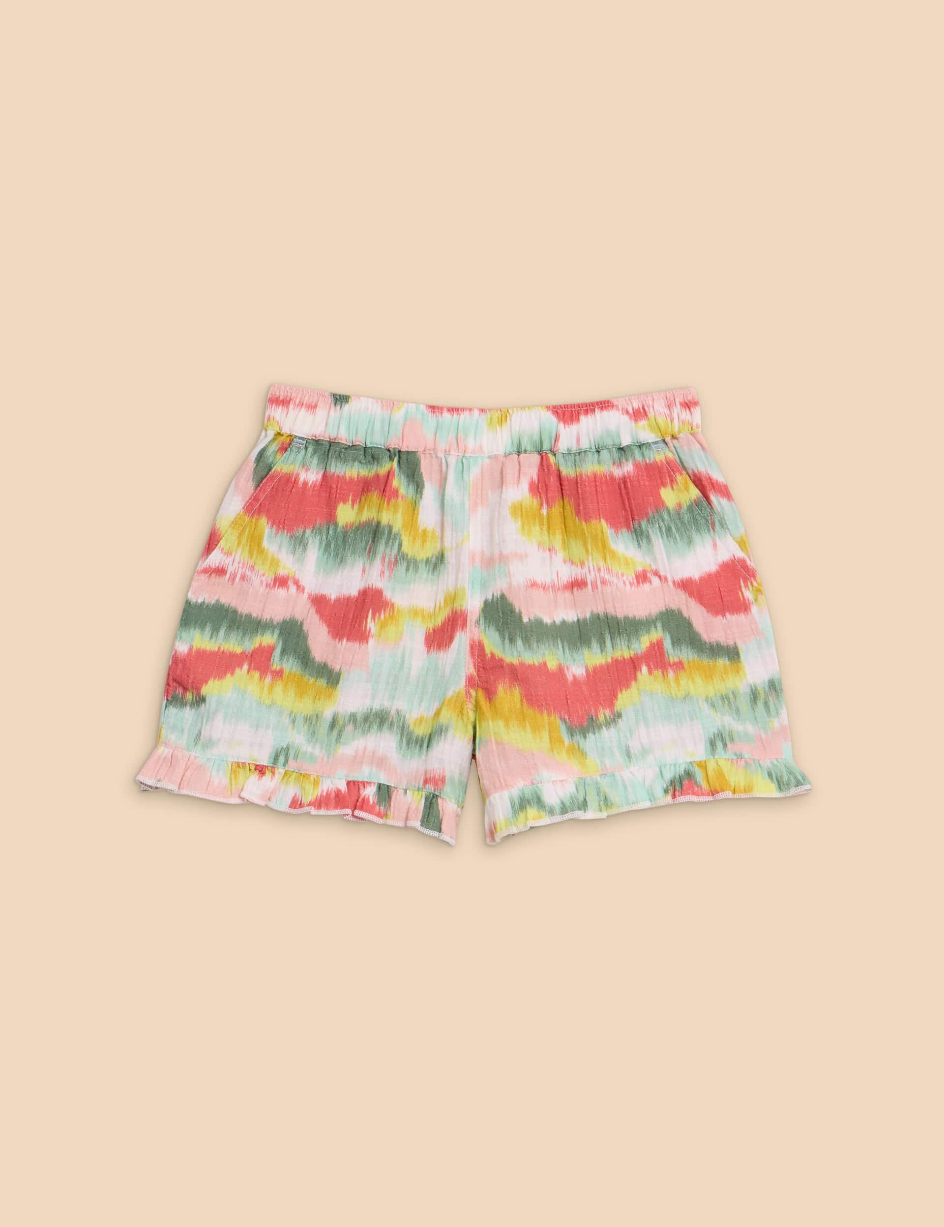 White Stuff Girls Pure Cotton Tie Dye Shorts (3-10 Yrs) - 3-4 Y - Pink Mix, Pink Mix