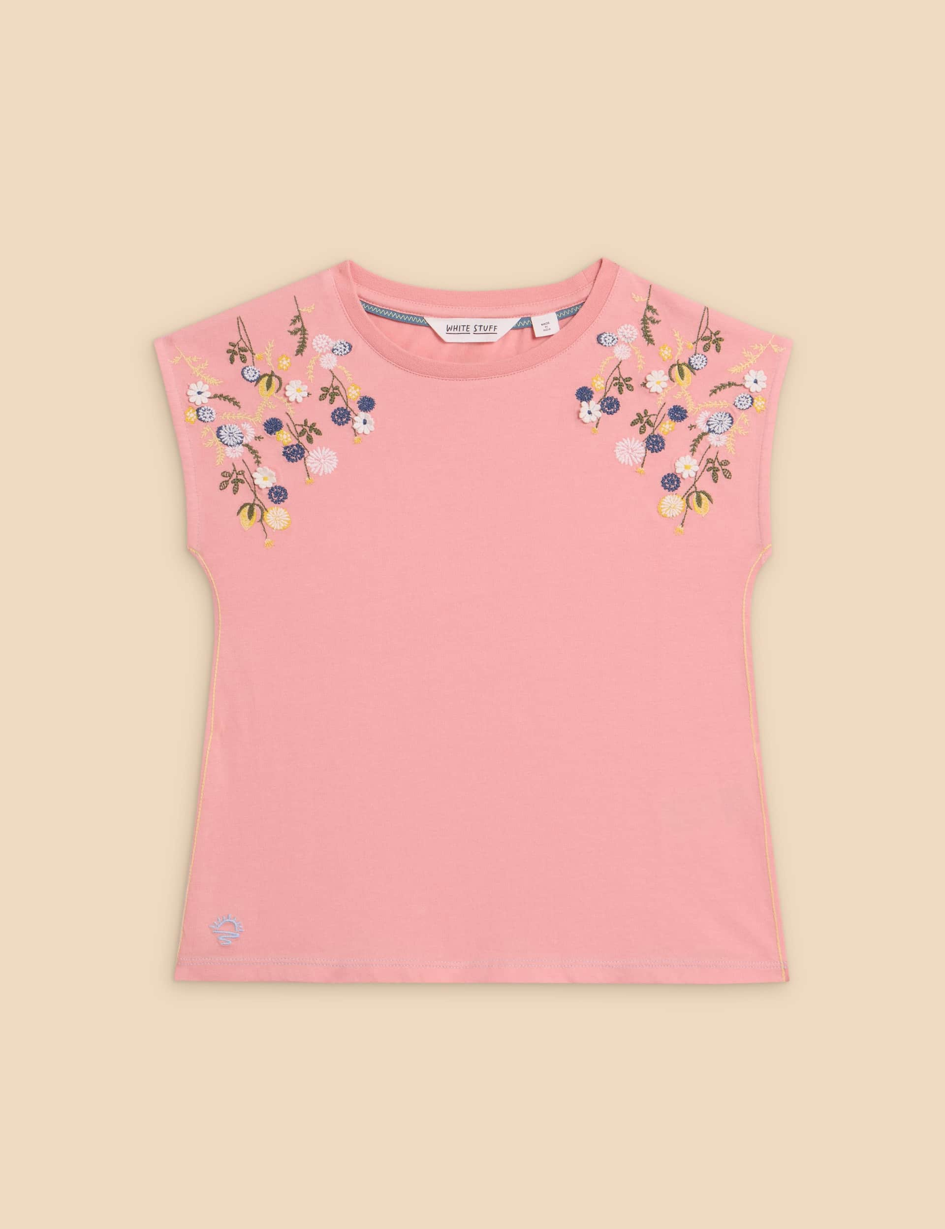 White Stuff Girls Pure Cotton Floral T-Shirt (3-10 Yrs) - 3-4 Y - Pink, Pink