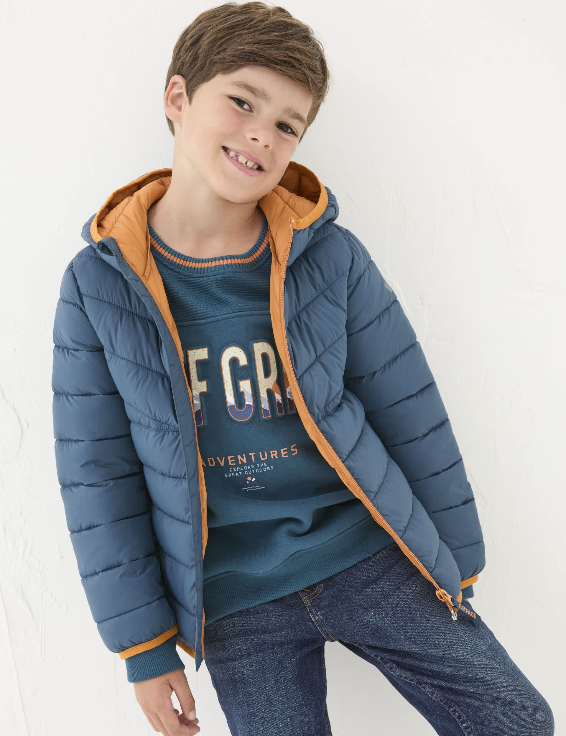 Fatface Boys Hooded Padded Puffer Jacket (3-13 Yrs) - 7-8 Y - Navy, Navy