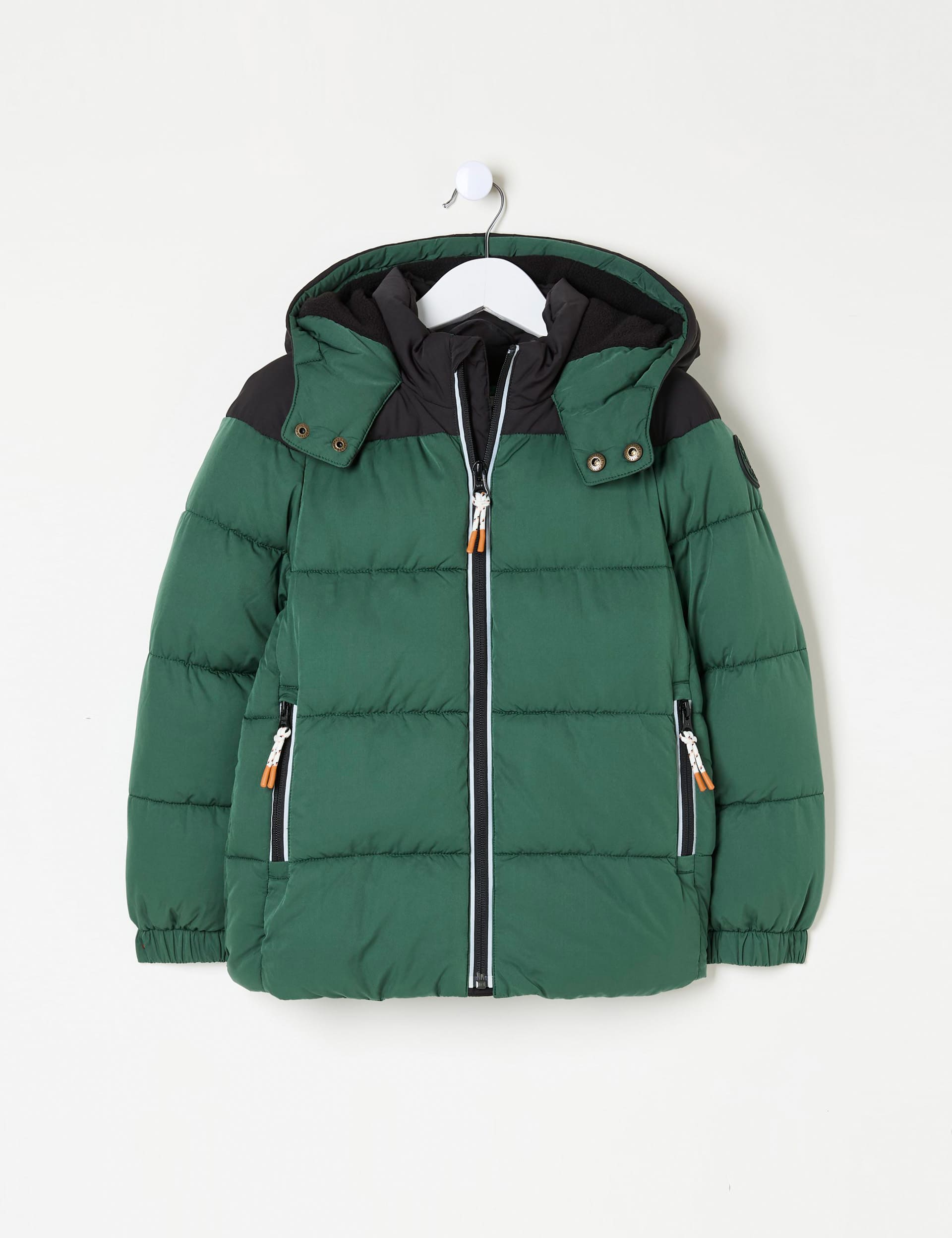 Fatface Boys Hooded Padded Jacket (3-13 Yrs) - 7-8 Y - Green, Green