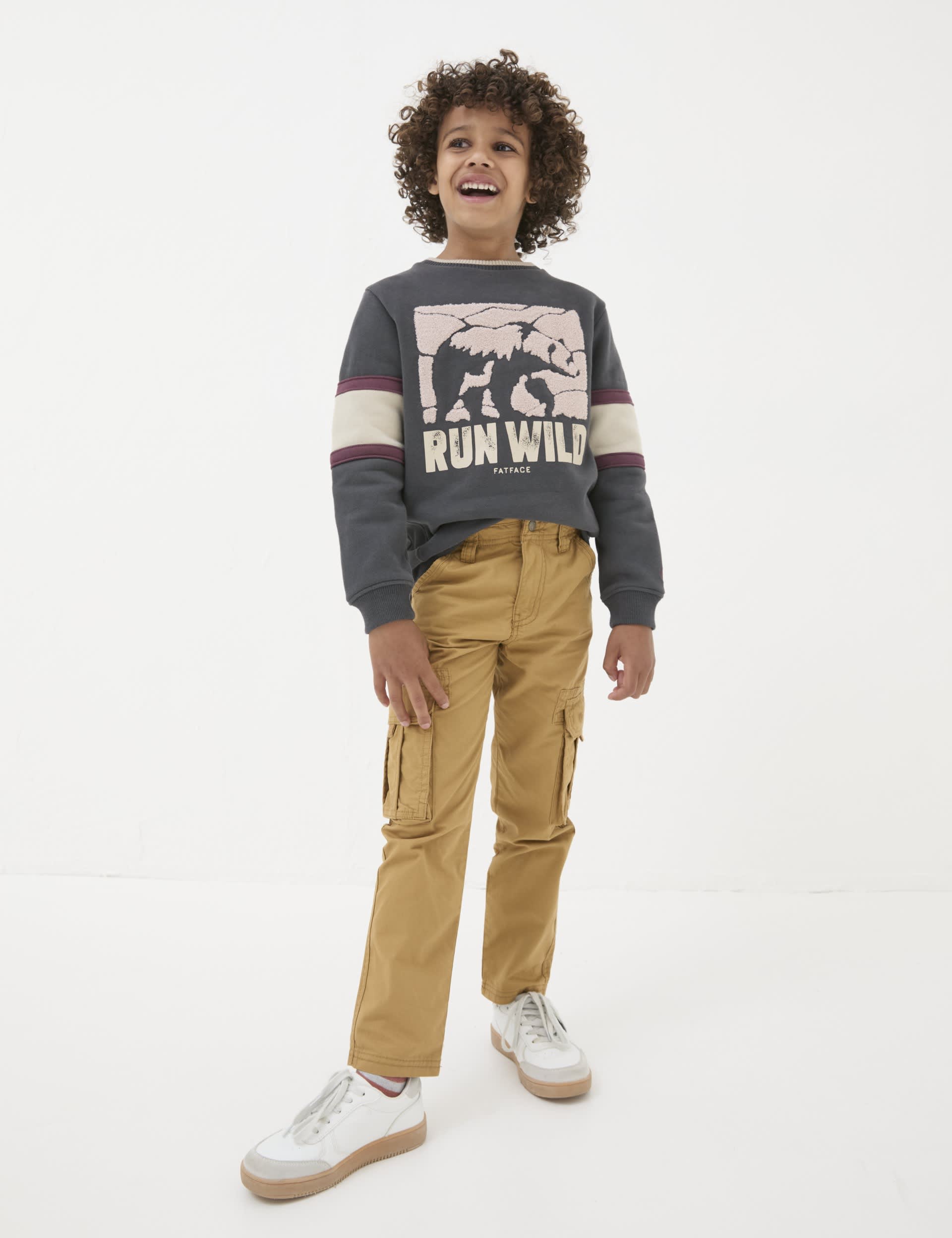 Fatface Boys Pure Cotton Cargo Trousers (3-13 Yrs) - 7y - Natural, Natural,Navy