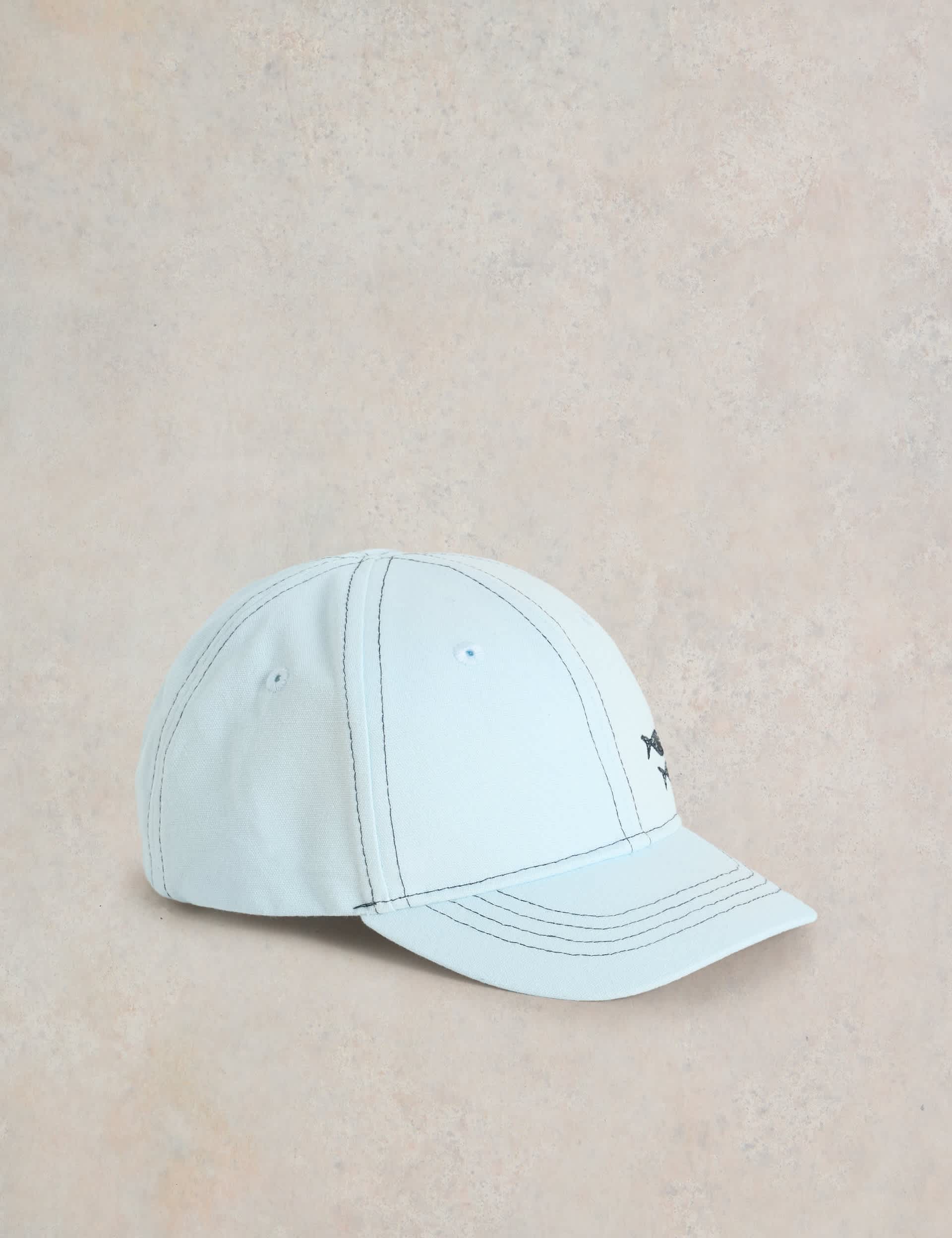 White Stuff Kids Pure Cotton Baseball Cap - M-L - Blue, Blue