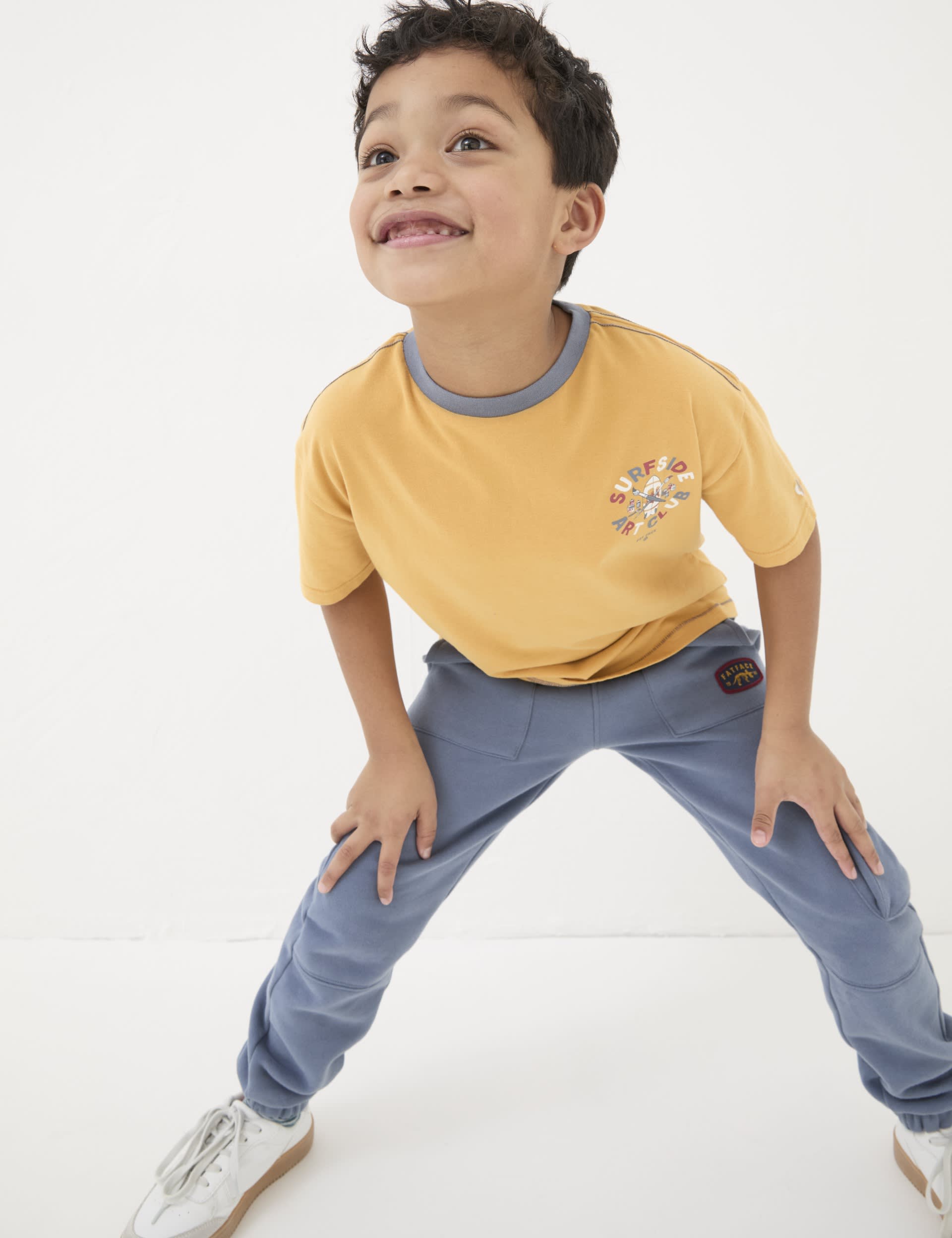 Fatface Boys Pure Cotton T-Shirt (3-13 Yrs) - 5-6 Y - Yellow Mix, Yellow Mix