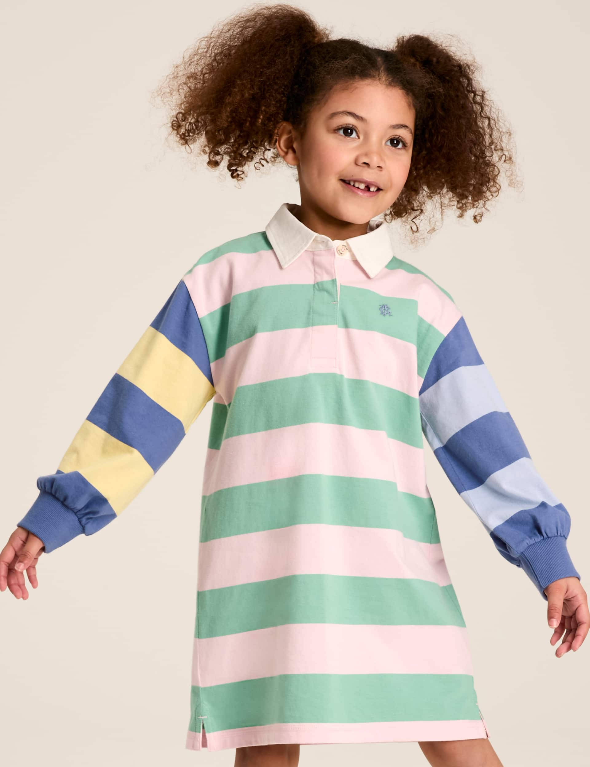 Joules Girls Pure Cotton Striped Polo Shirt Dress (2-12 Yrs) - 9y - Multi, Multi