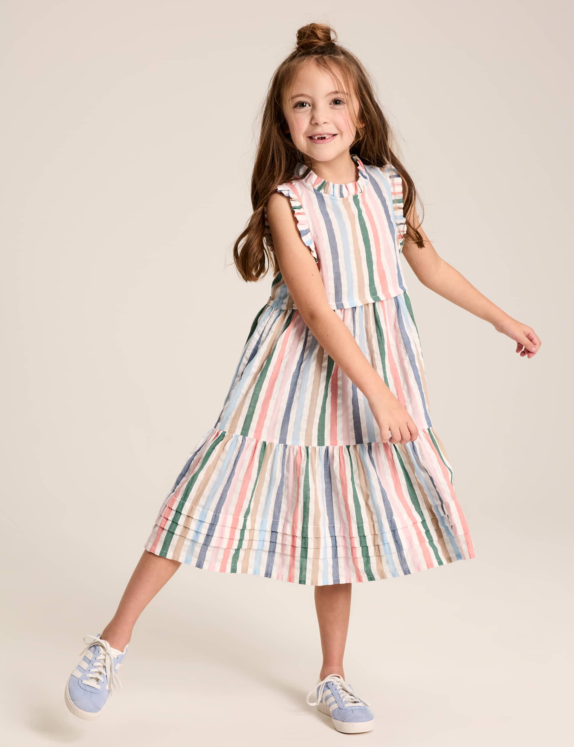 Joules Girls Pure Cotton Striped Tiered Dress (2-12 Yrs) - 9y - Multi, Multi