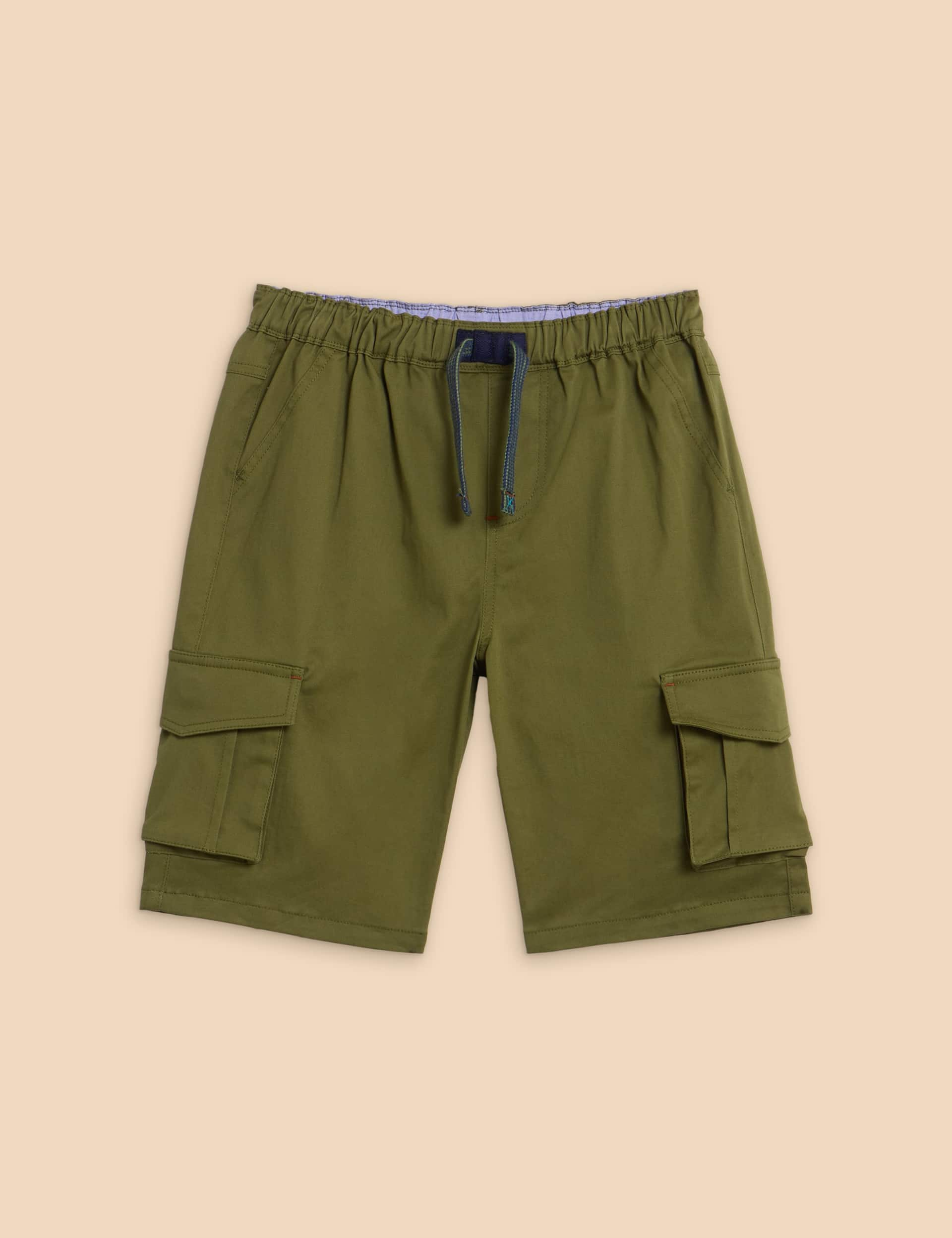 White Stuff Boys Cotton Rich Cargo Shorts (3-10 Yrs) - 7-8 Y - Green, Green