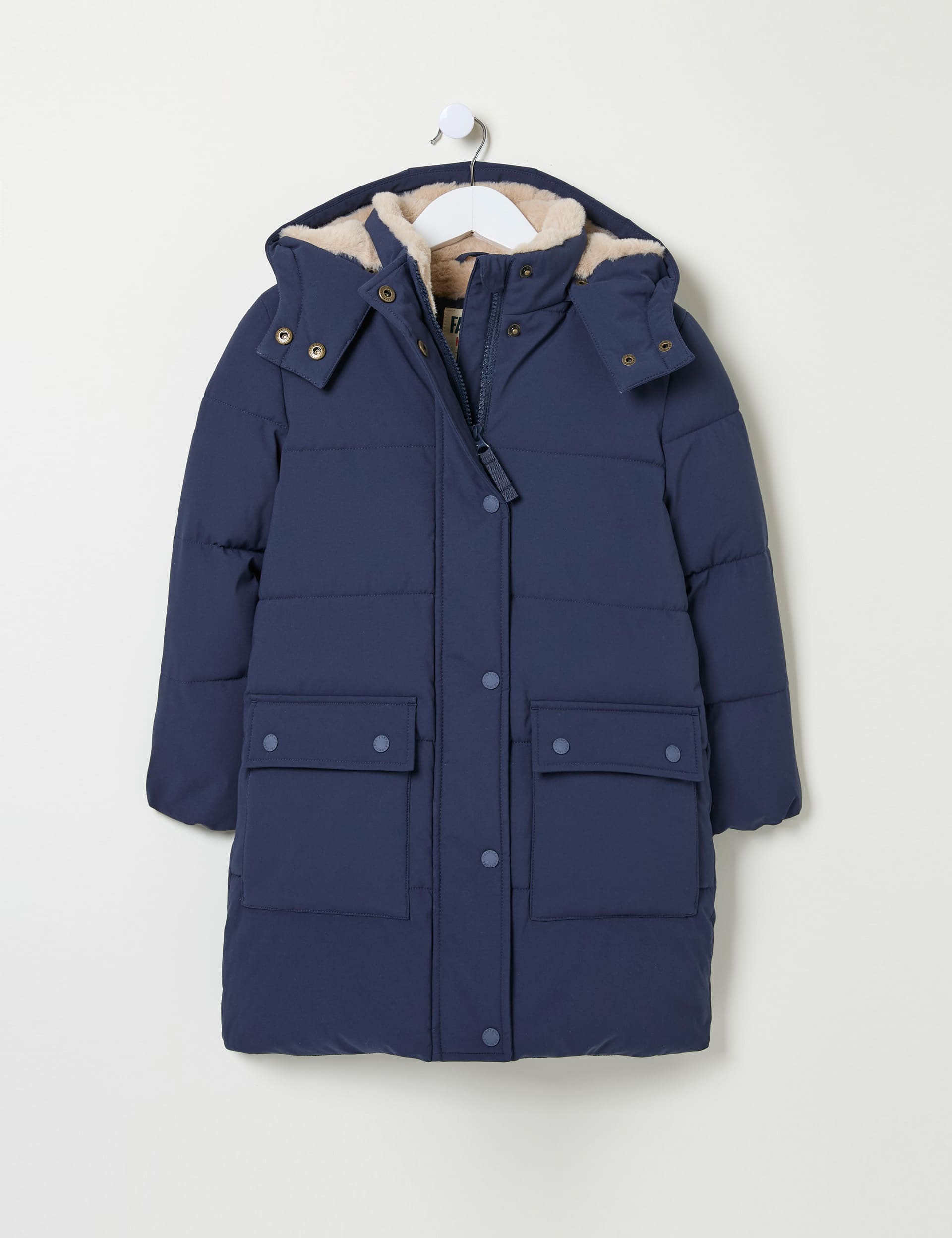 Fatface Girls Hooded Padded Coat (3-13 Yrs) - 7-8 Y - Navy, Navy