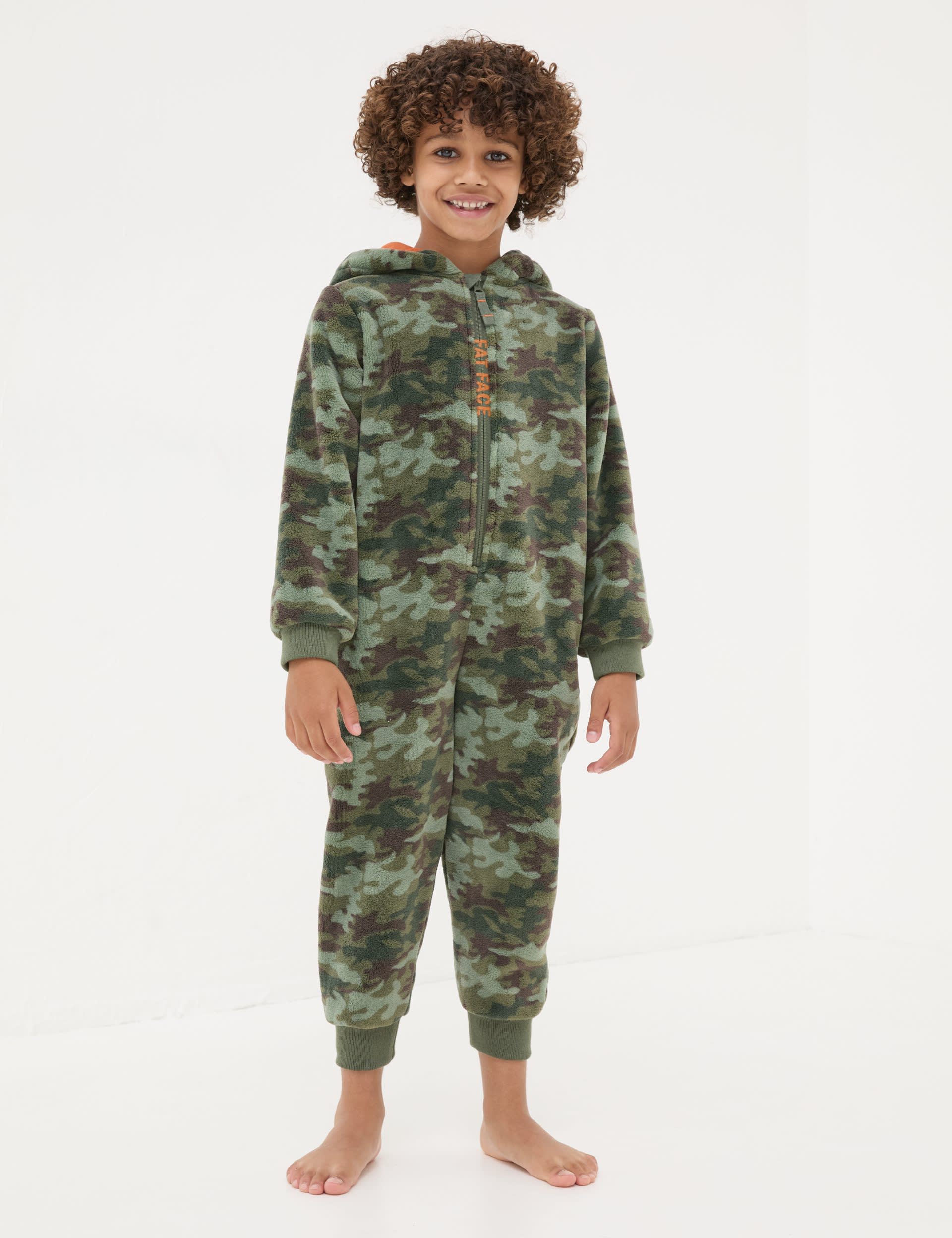 Fatface Boys Camoflauge Onesie (3-13 Yrs) - 11-12 - Khaki Mix, Khaki Mix