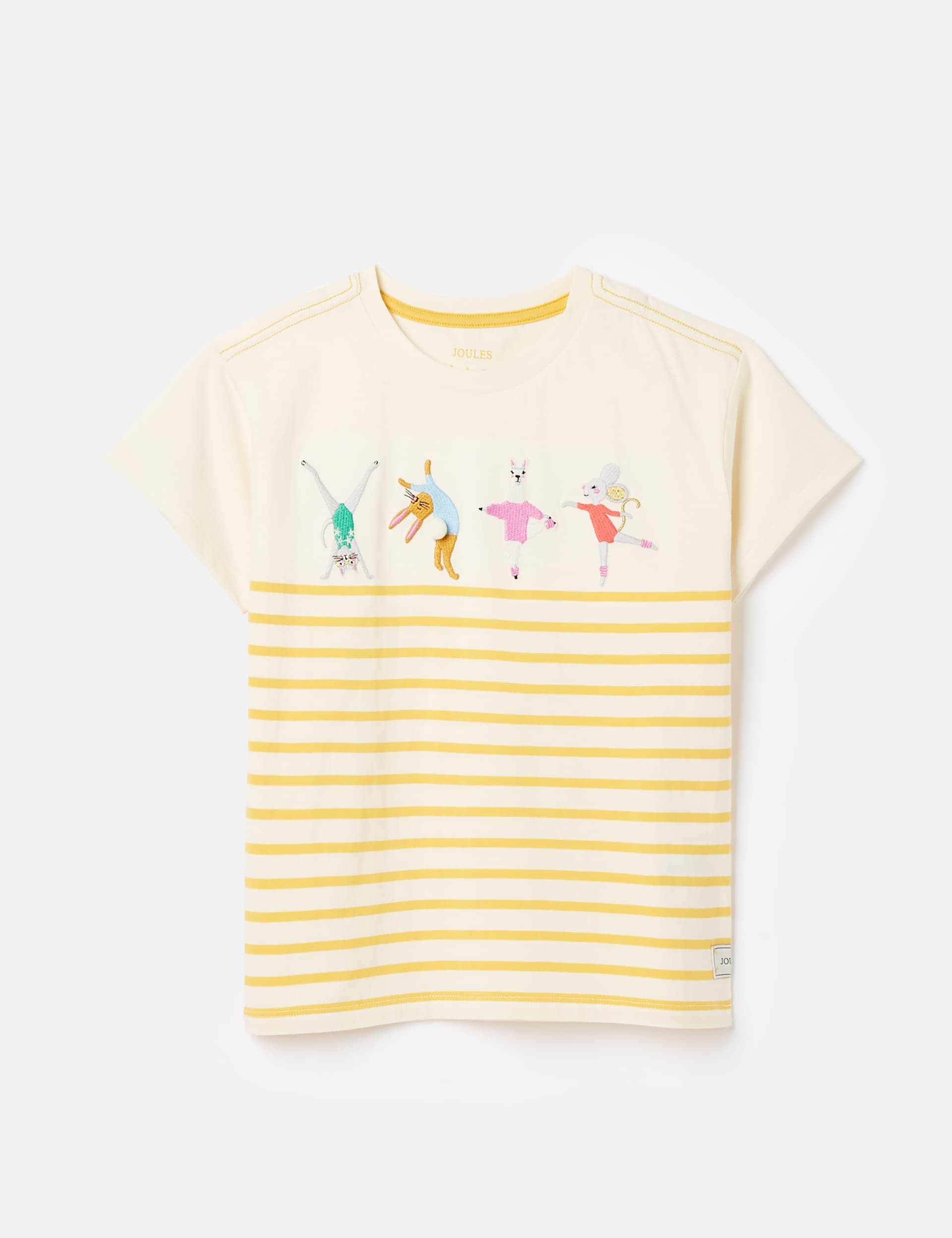Joules Girls Pure Cotton Striped Embroidered T-Shirt (2-8 Yrs)