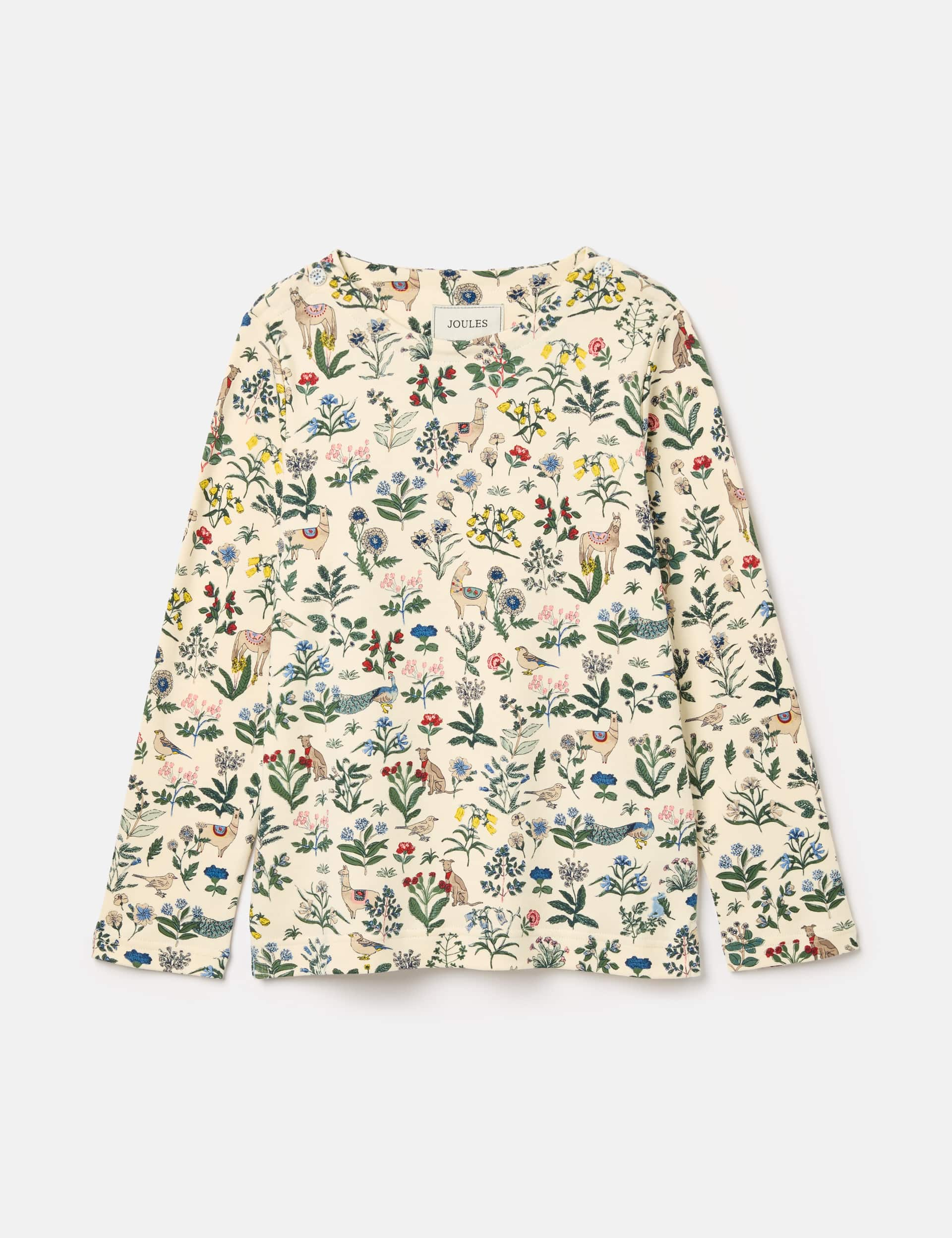 Joules Girls Pure Cotton Printed Top (2-8 Yrs) - 5y - Cream Mix, Cream Mix