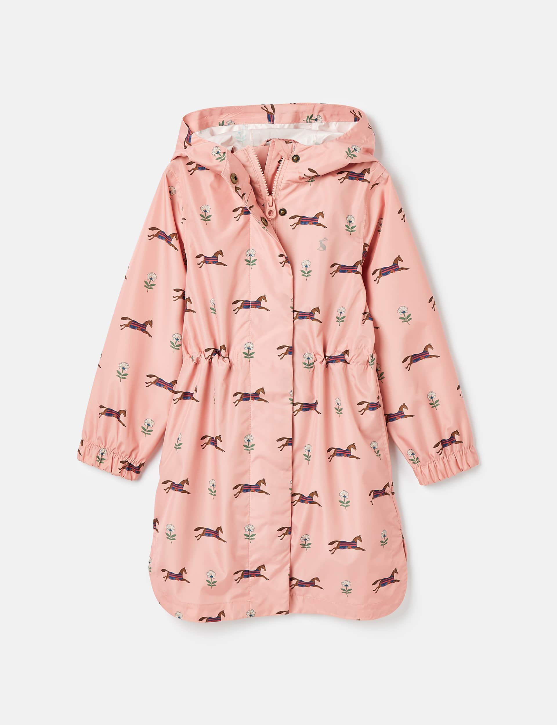 Joules Girls Pony Print Hooded Packaway Raincoat (2-12 Yrs)