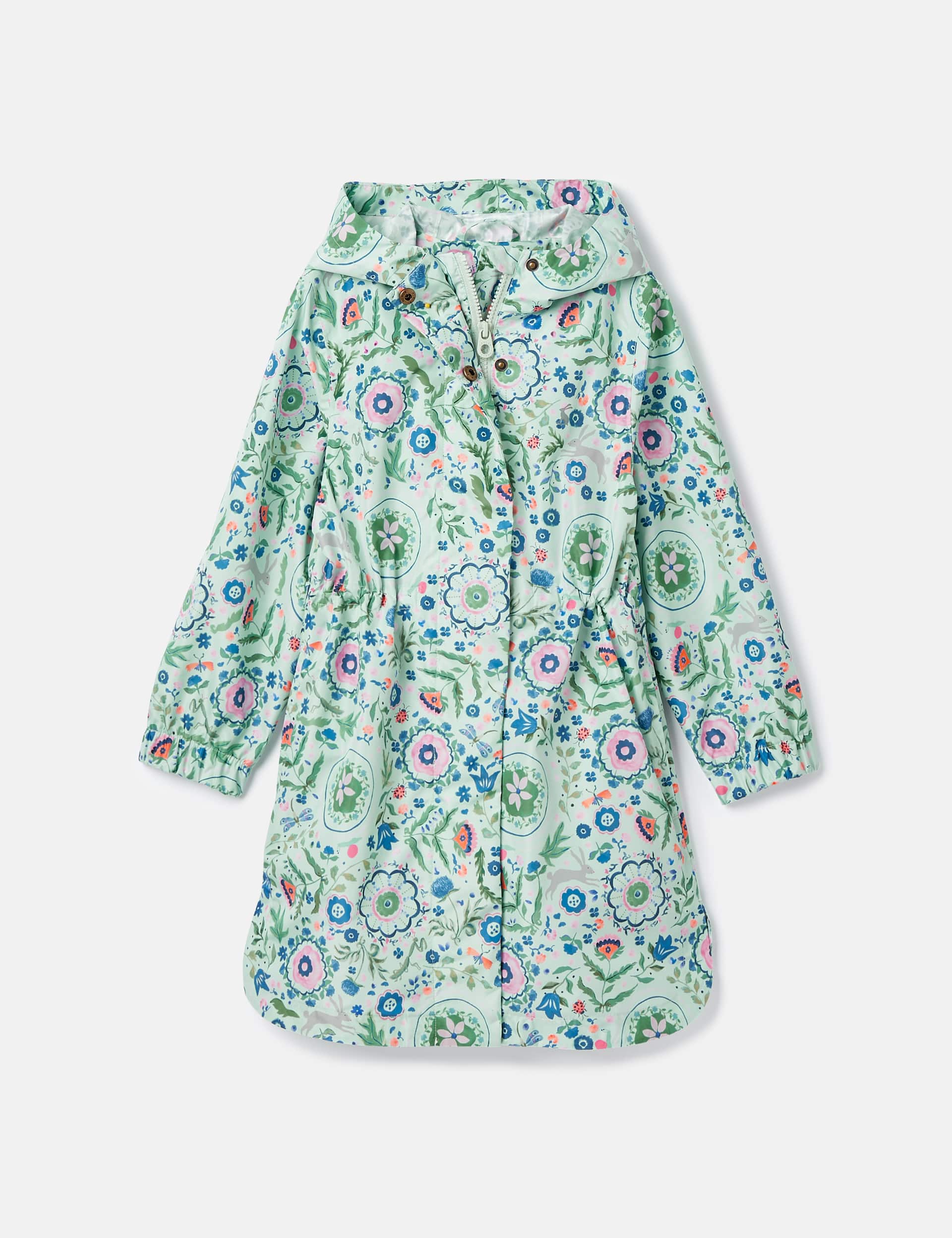 Joules Girls Floral Hooded Packaway Raincoat (2-12 Yrs)