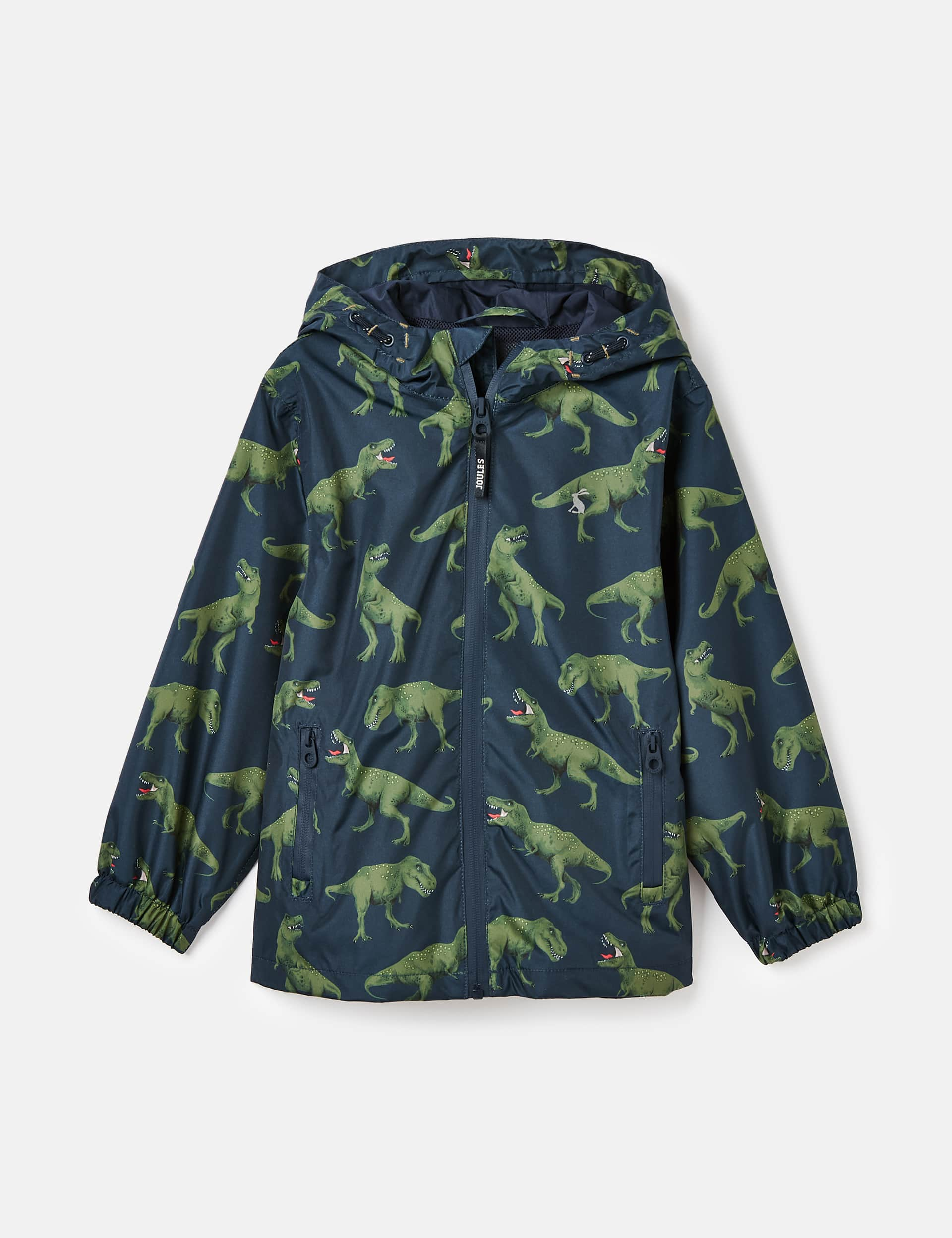 Joules Boys Dinosaur Hooded Packaway Raincoat (2-8 Yrs) - 8y - Navy Mix, Navy Mix