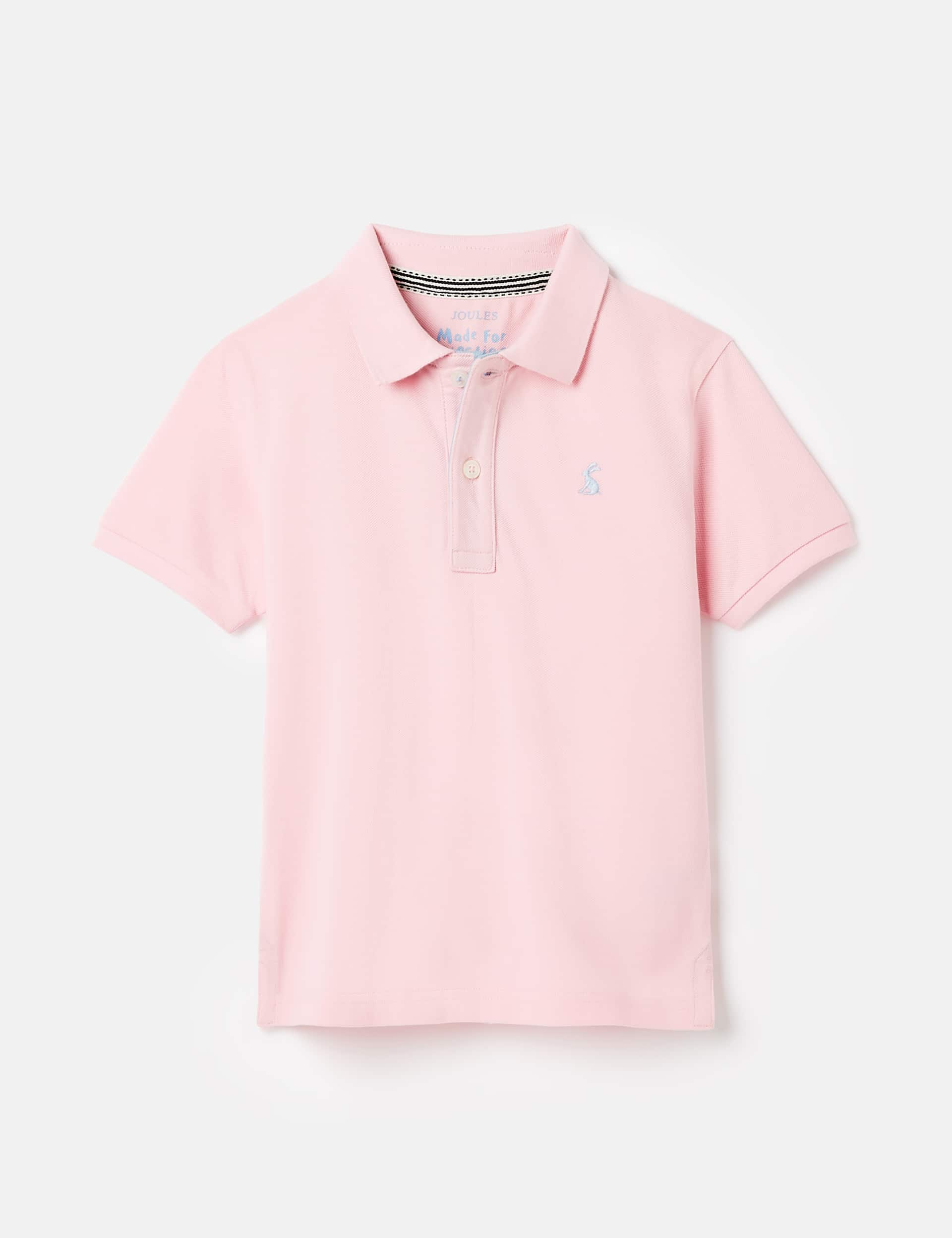 Joules Boys Pure Cotton Polo Shirt (2-12 Yrs) - 7y - Pink, Blue,Pink