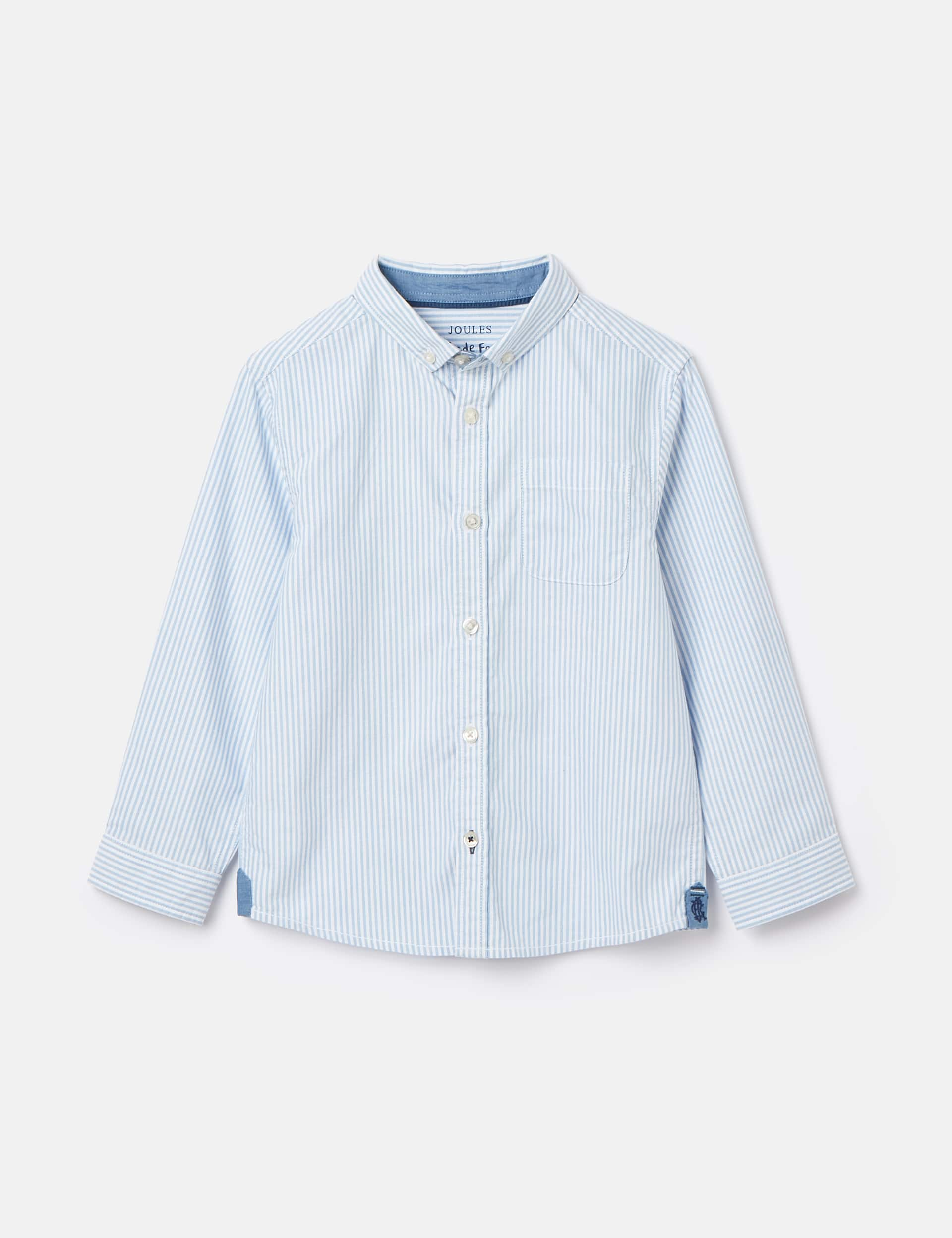 Joules Boys Pure Cotton Striped Oxford Shirt (2-12 Yrs) - 5y - Blue Mix, Blue Mix