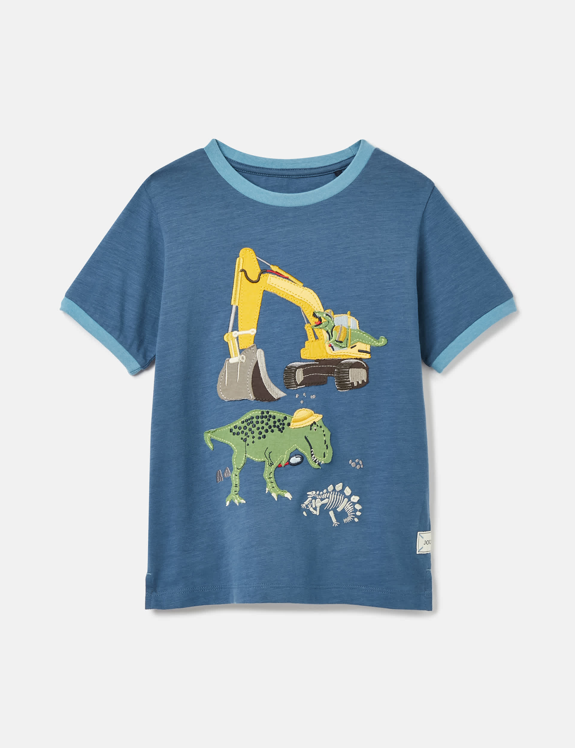 Joules Boys Pure Cotton Applique Dinosaur T-Shirt (2-8 Yrs) - 7y - Blue Mix, Blue Mix