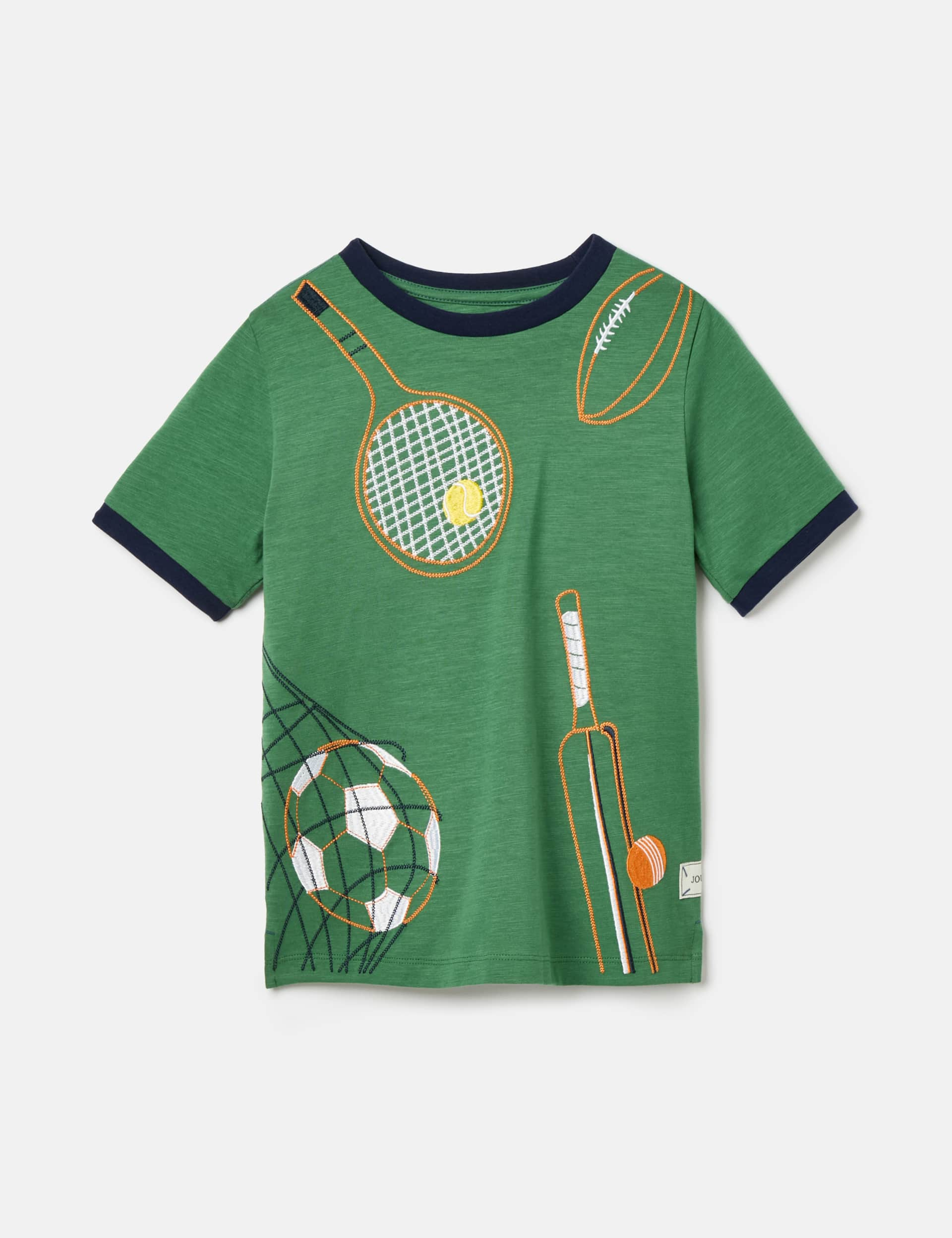 Joules Boys Pure Cotton Applique Dinosaur T-Shirt (2-8 Yrs) - 4y - Green Mix, Green Mix