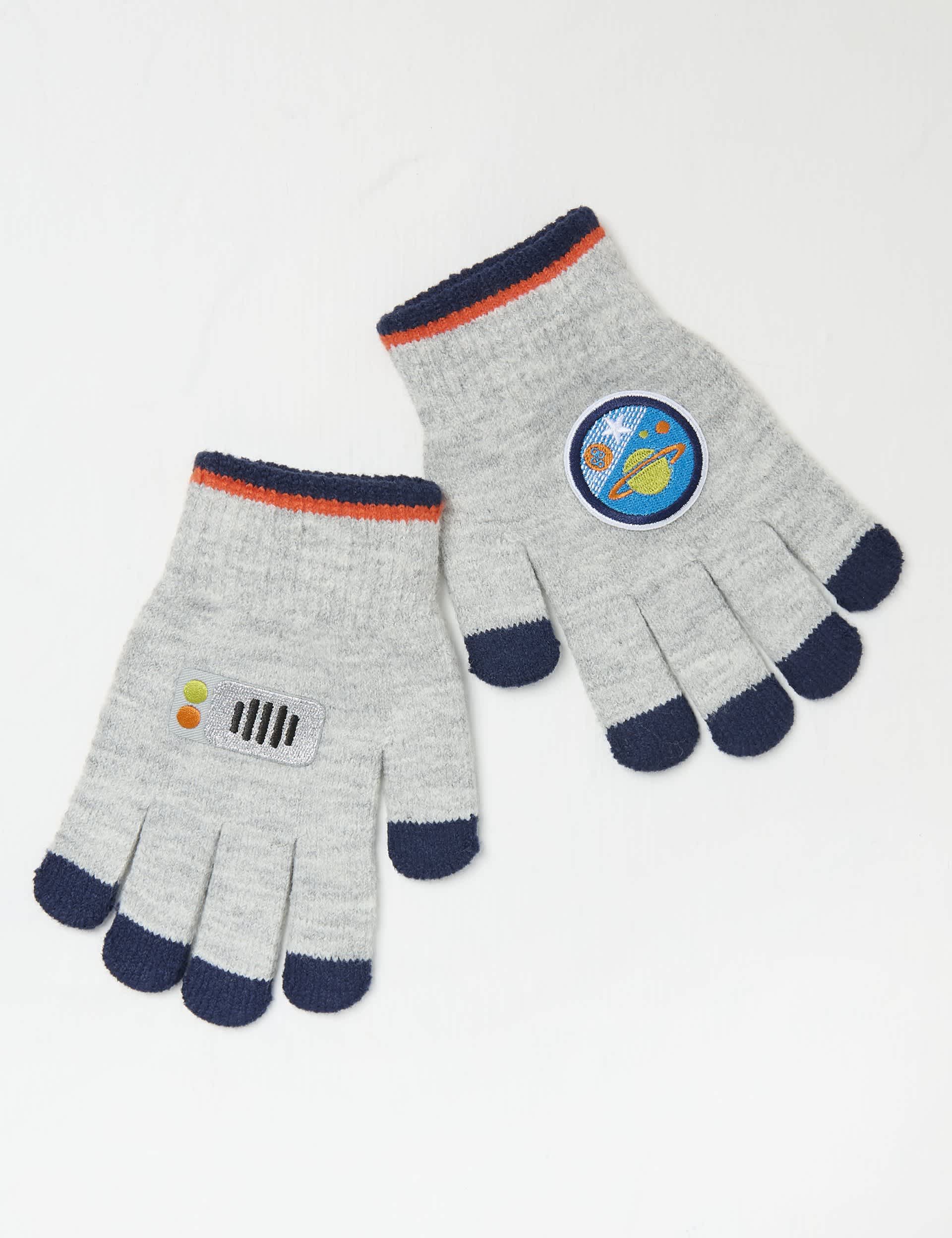 Fatface Kids Knitted Space Gloves - Grey Mix, Grey Mix