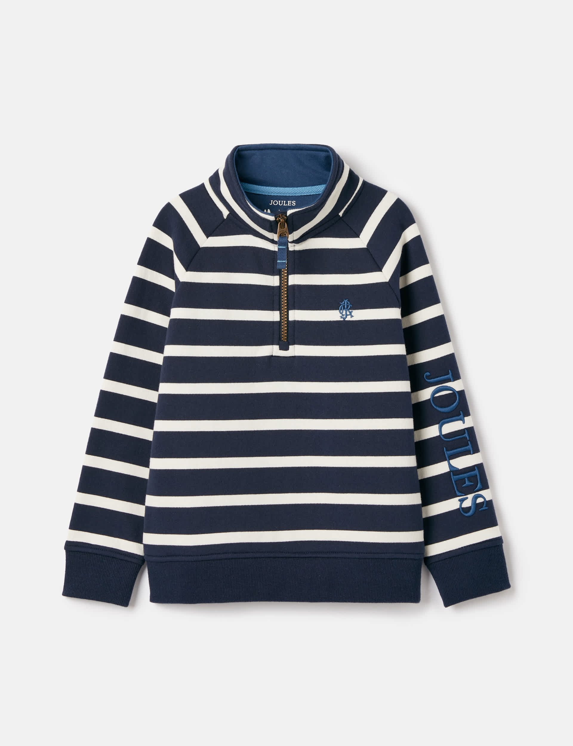 Joules Boys Cotton Rich Striped Half Zip Sweatshirt (2-12 Yrs) - 6y - Navy Mix, Navy Mix