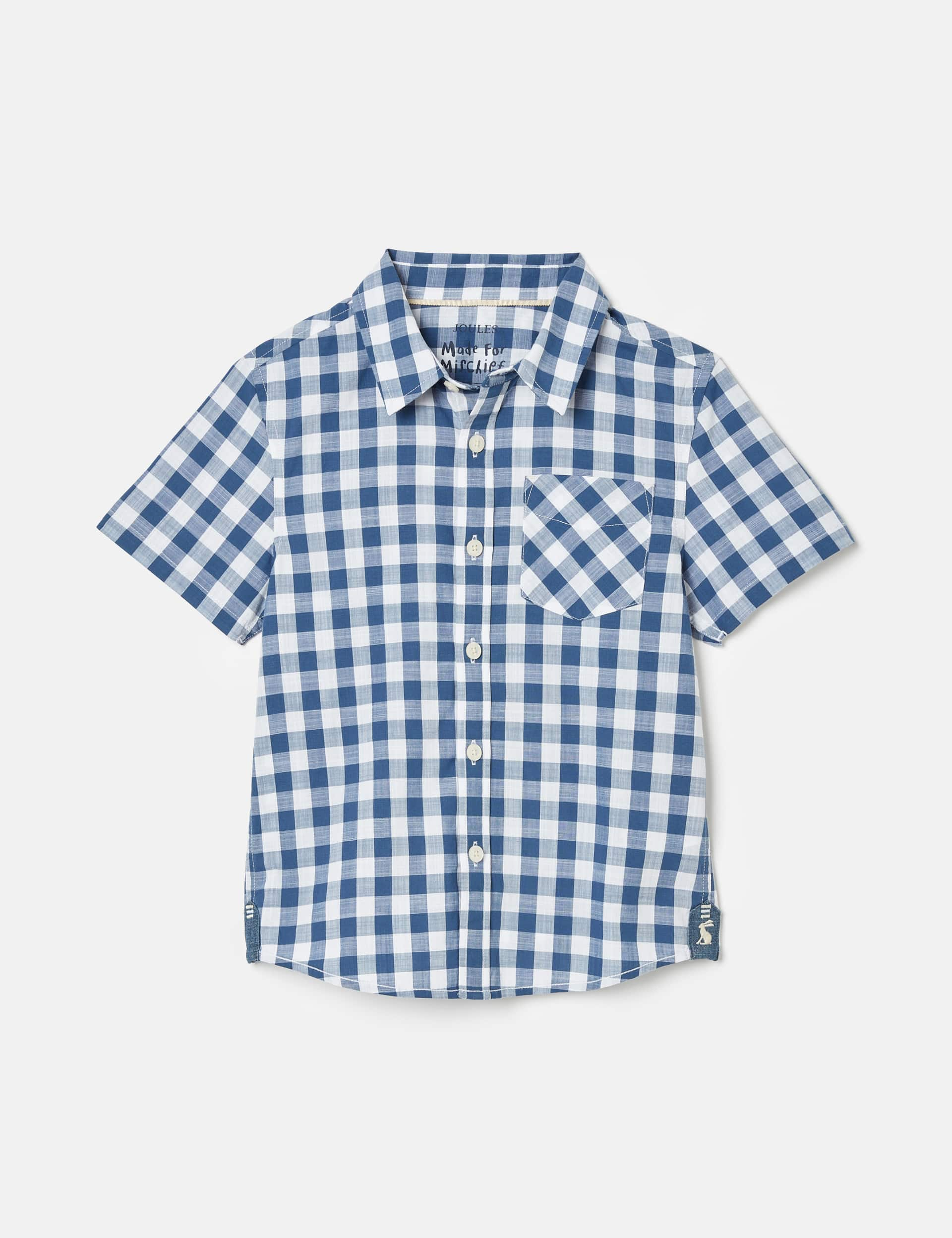 Joules Boys Pure Cotton Checked Shirt (2-12 Yrs) - 4y - Blue Mix, Blue Mix