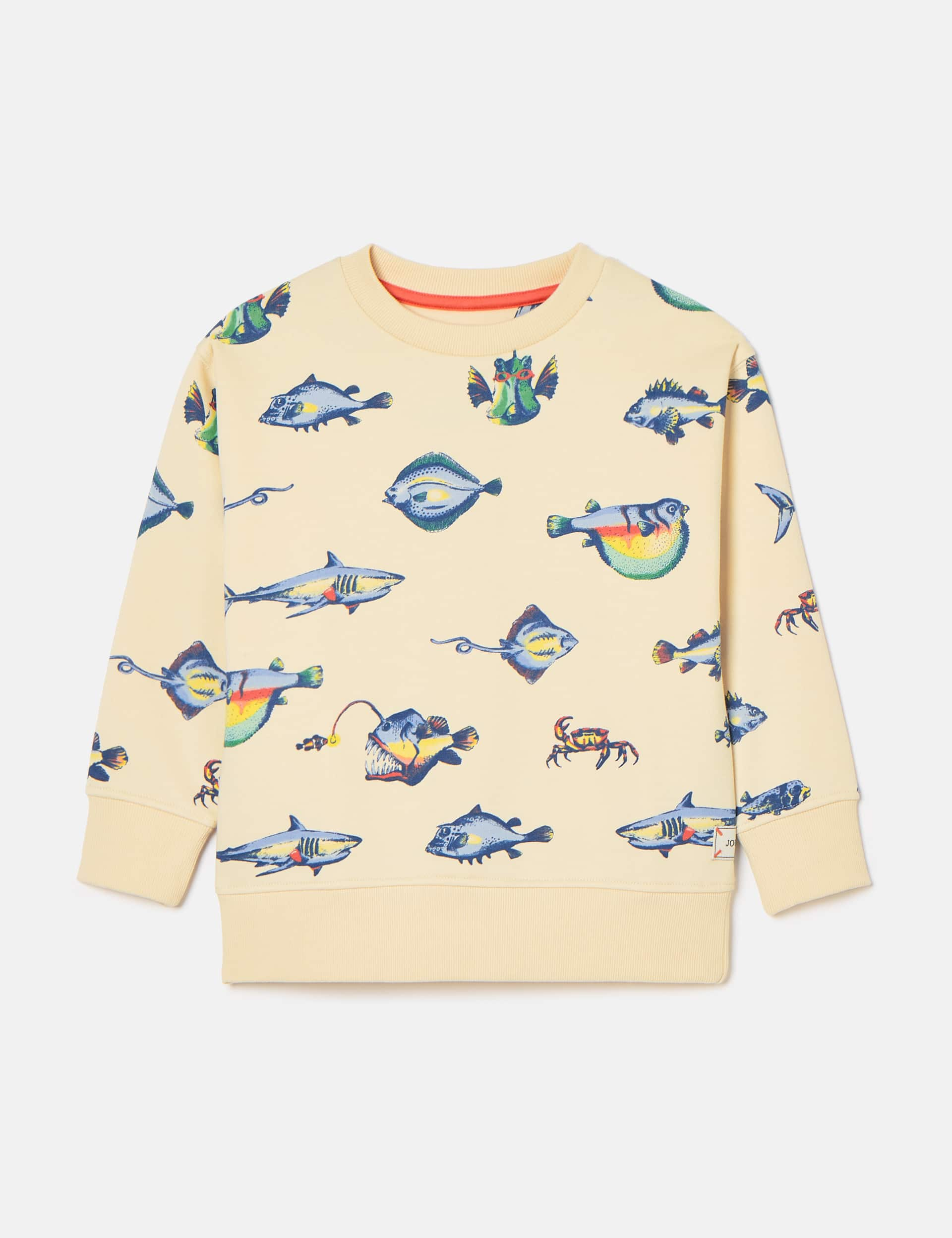 Joules Boys Cotton Rich Animal Print Sweatshirt (2-8 Yrs) - 4y - Cream Mix, Cream Mix