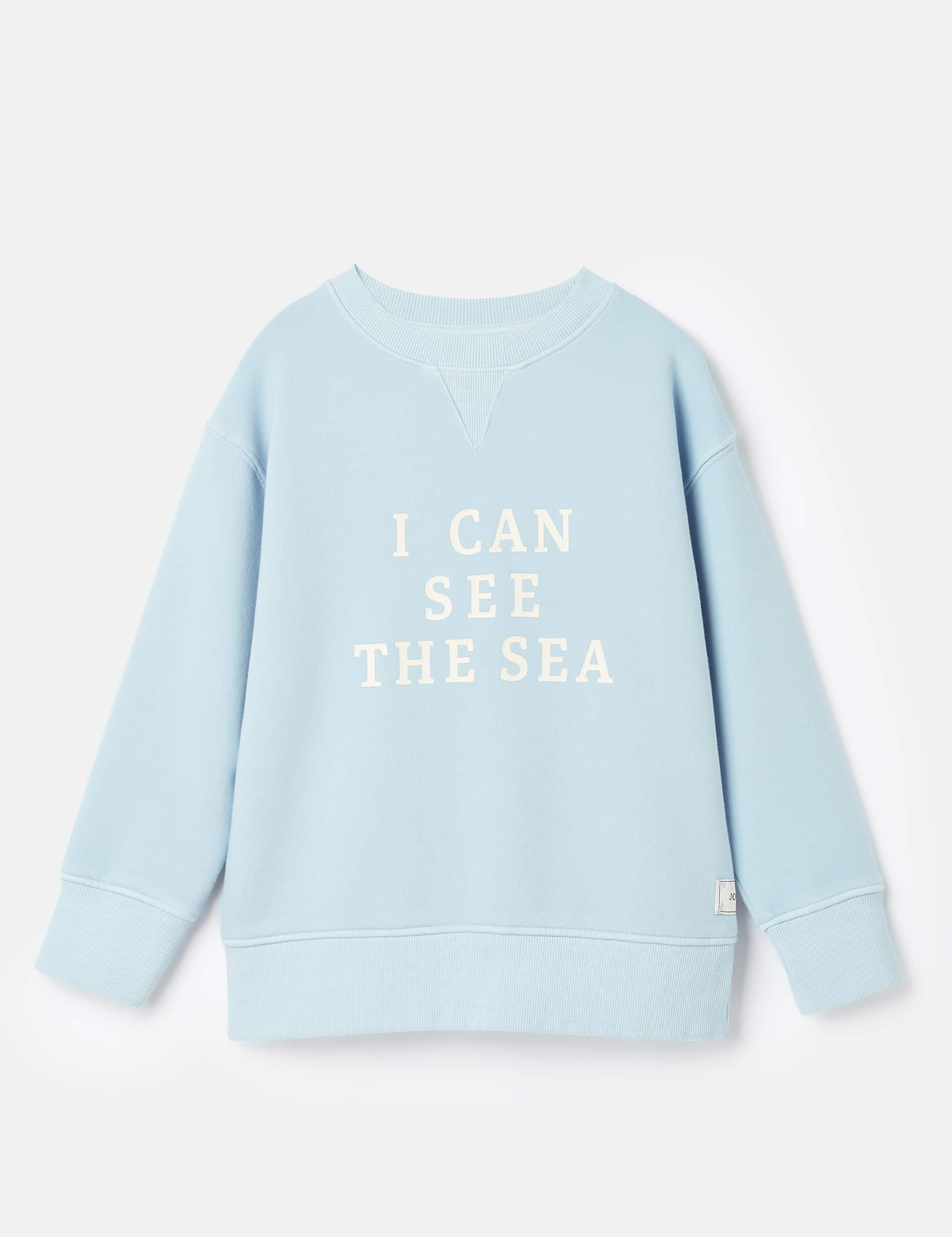 Joules Boys Cotton Rich Slogan Jumper (2-10 Yrs) - 5y - Light Blue, Light Blue