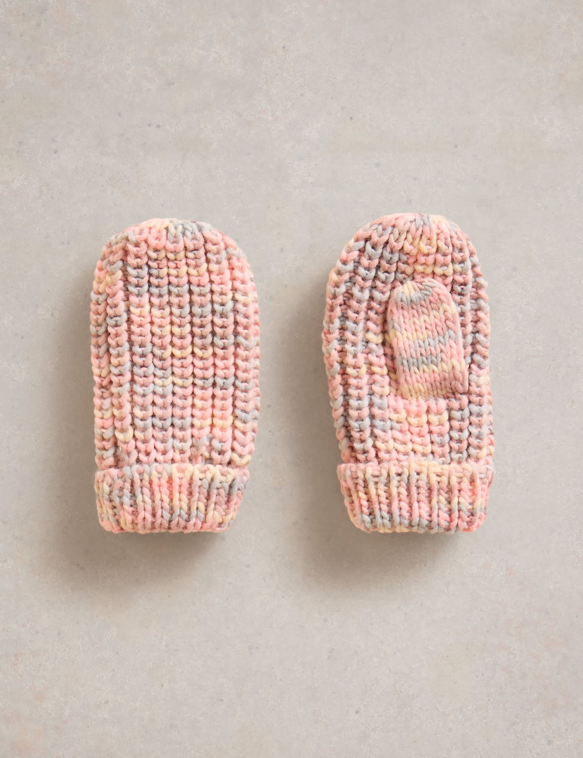 White Stuff Kids Space Dyed Mittens - M-L - Pink Mix, Pink Mix