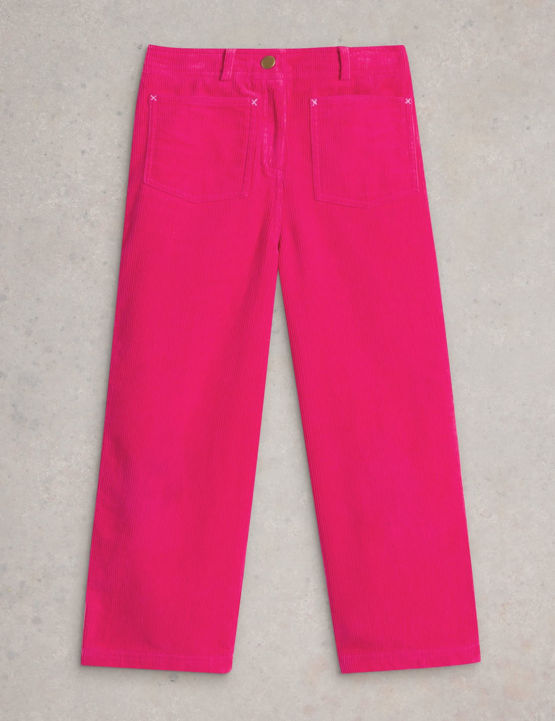 White Stuff Girls Pure Cotton Corduroy Trousers (3-10 Yrs) - 7-8 Y - Pink, Navy,Pink