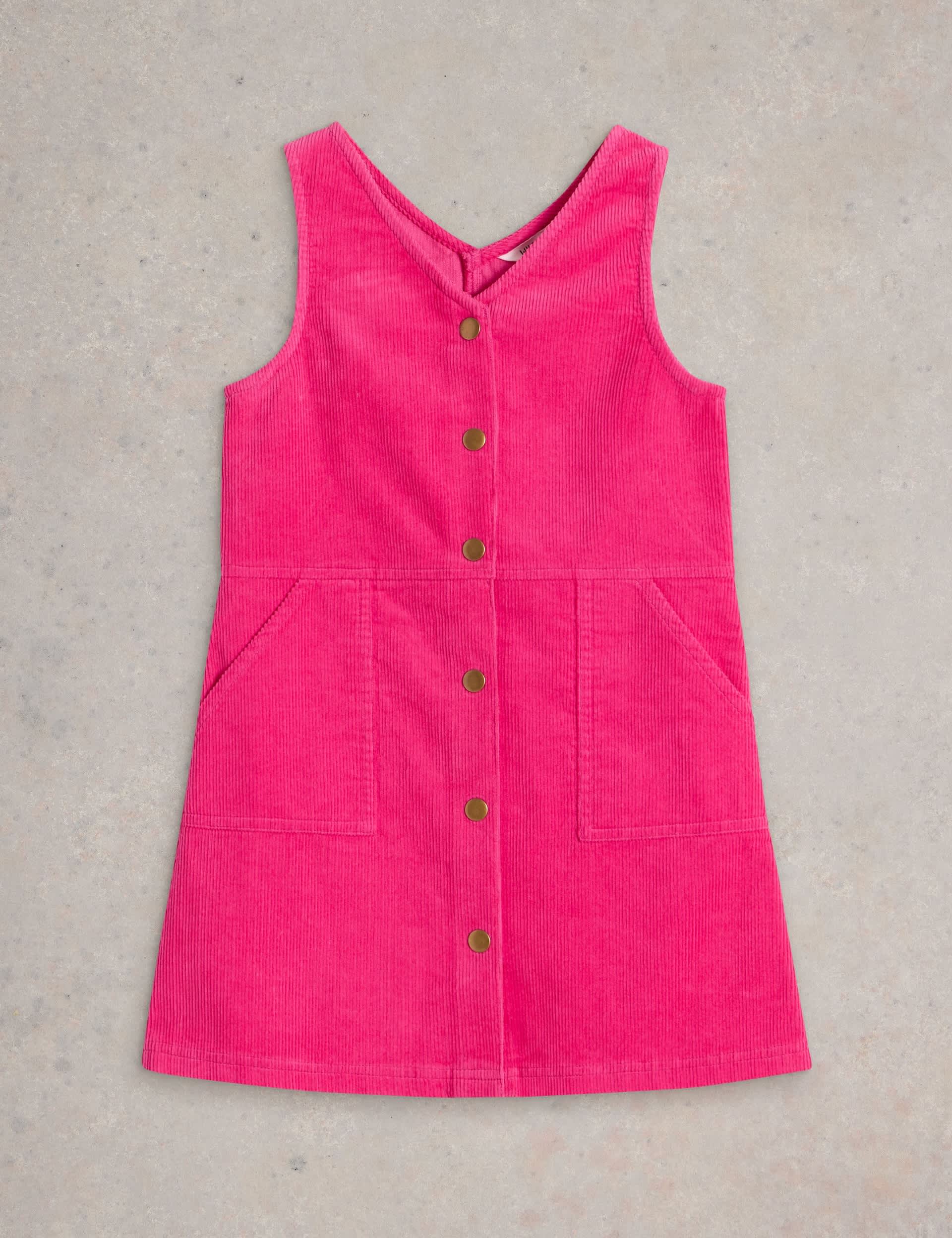 White Stuff Girls Cord Pinafore (3-10 Yrs) - 9-10Y - Pink, Navy,Pink