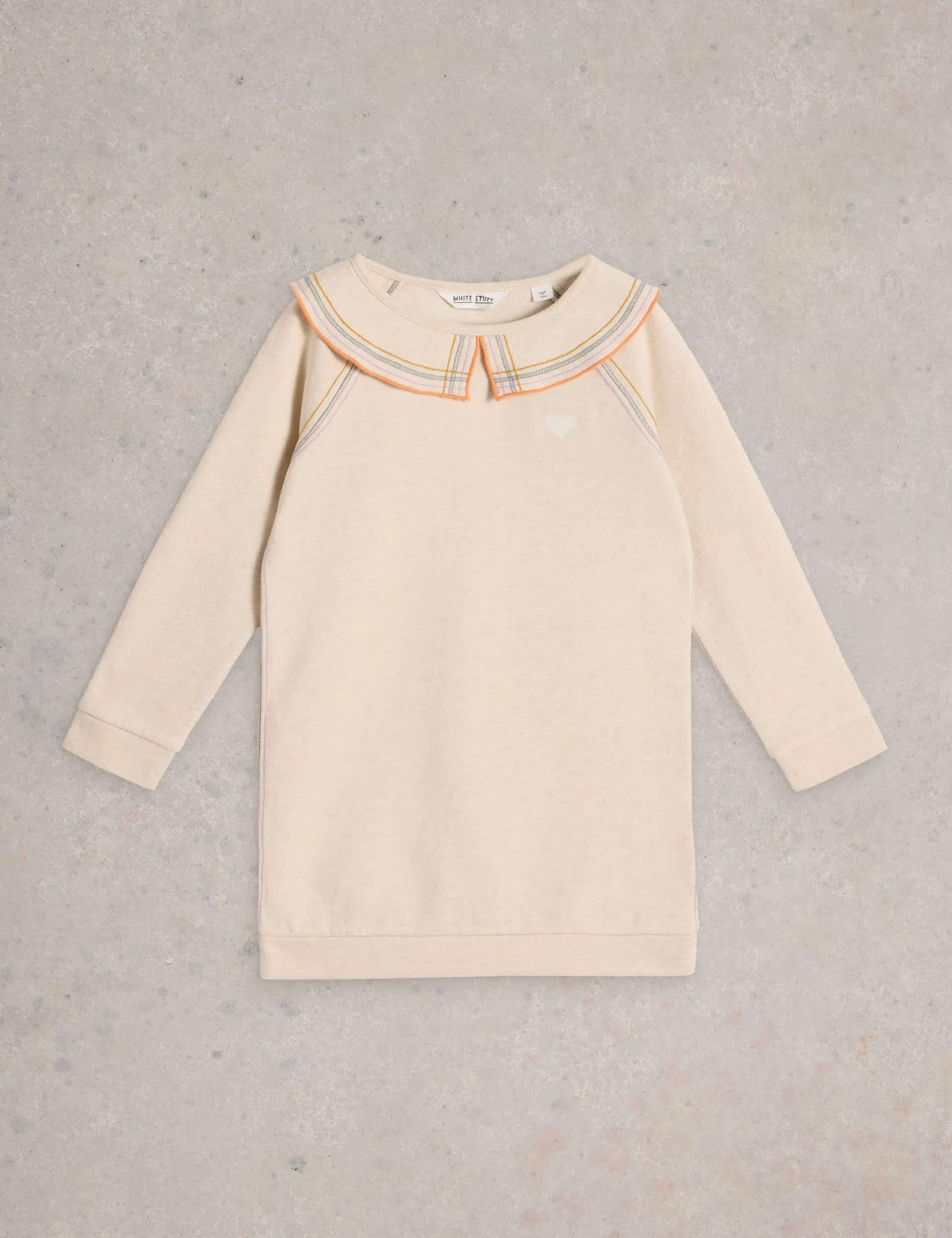 White Stuff Girls Pure Cotton Sweatshirt Dress (3-10 Yrs) - 7-8 Y - Natural, Natural